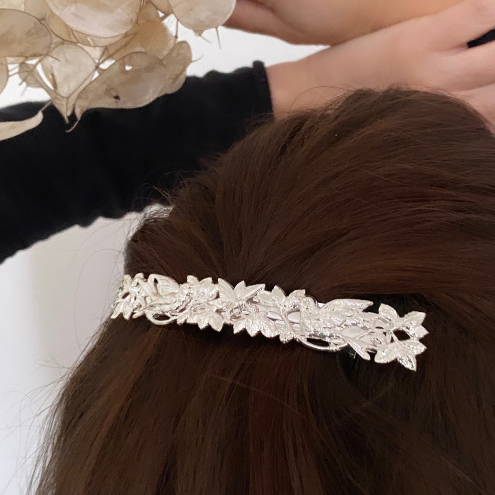 Persephone Silver Hair Barrettes - Elegant Hair Clips for Women & Girls - Perfect for Weddings, Parties & Everyday Styling