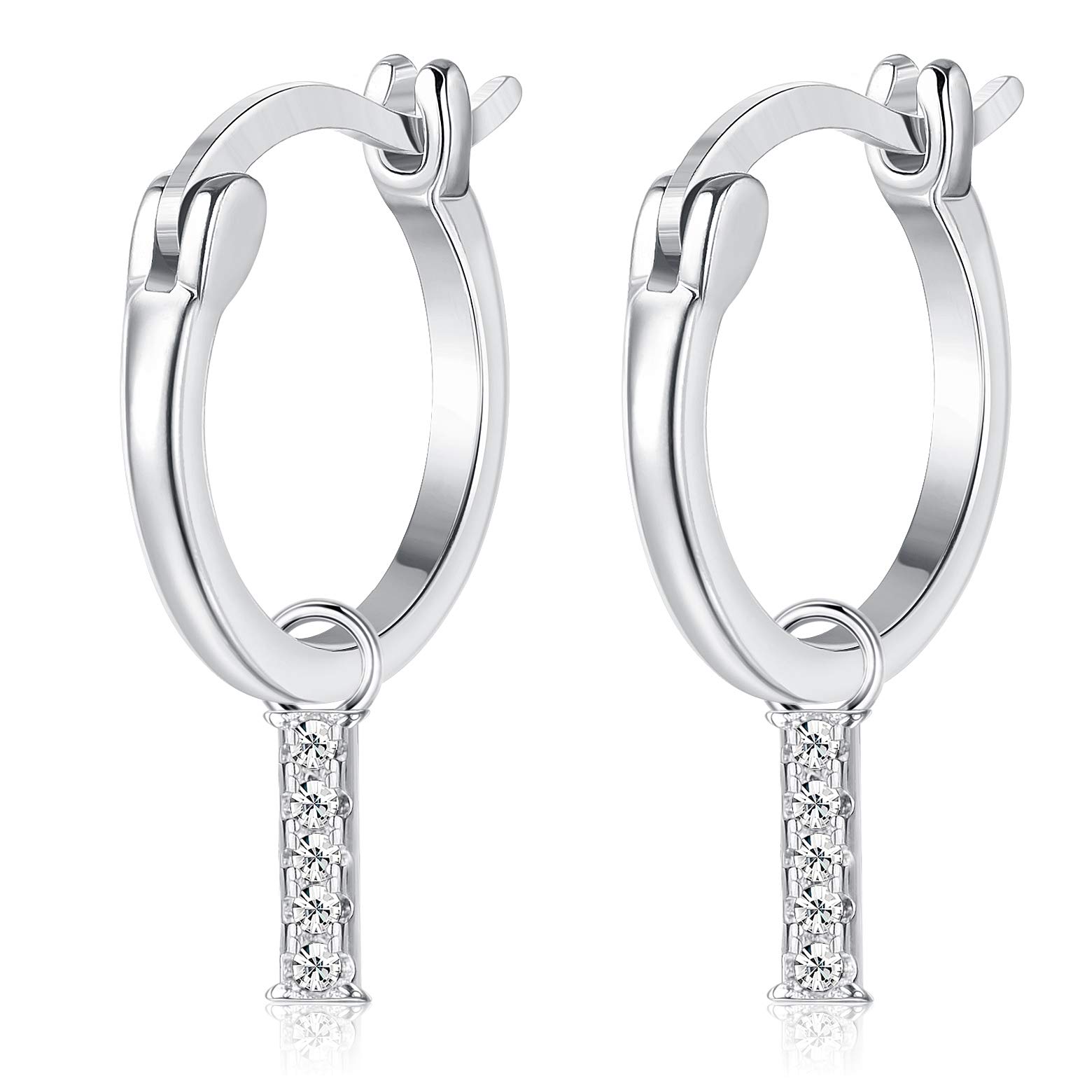 925 Sterling Silver Initial Hoop Earrings for Women - White Gold Plated A-Z Alphabet Earrings with Cubic Zirconia | Personalized Jewelry Gifts for Her | Perfect for Birthdays, Anniversaries & Everyday Wear