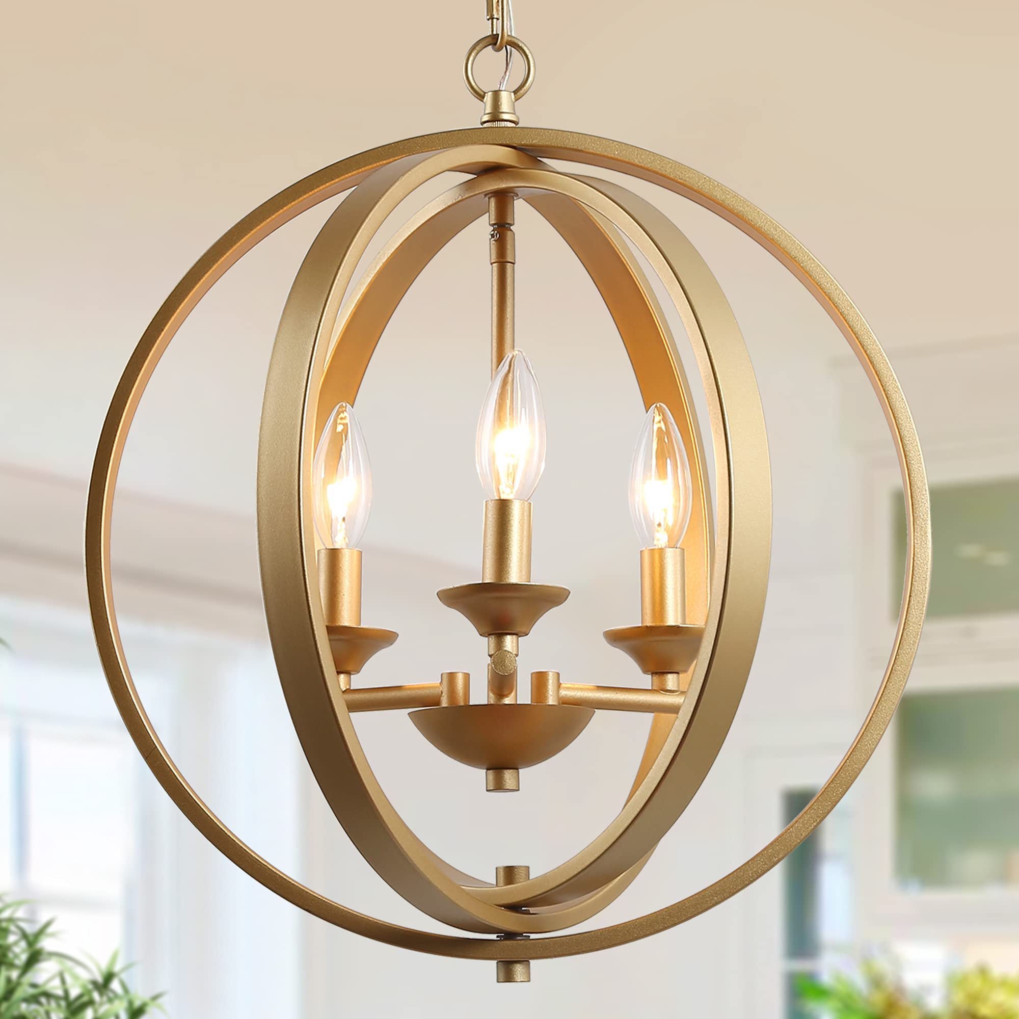 Modern Gold Orb Chandeliers - Globe Hanging Light Fixture for Dining Room, Living Room, Bedroom, Kitchen Island & Foyer - Perfect for Home Decor, Wedding, Restaurant and Commercial Spaces