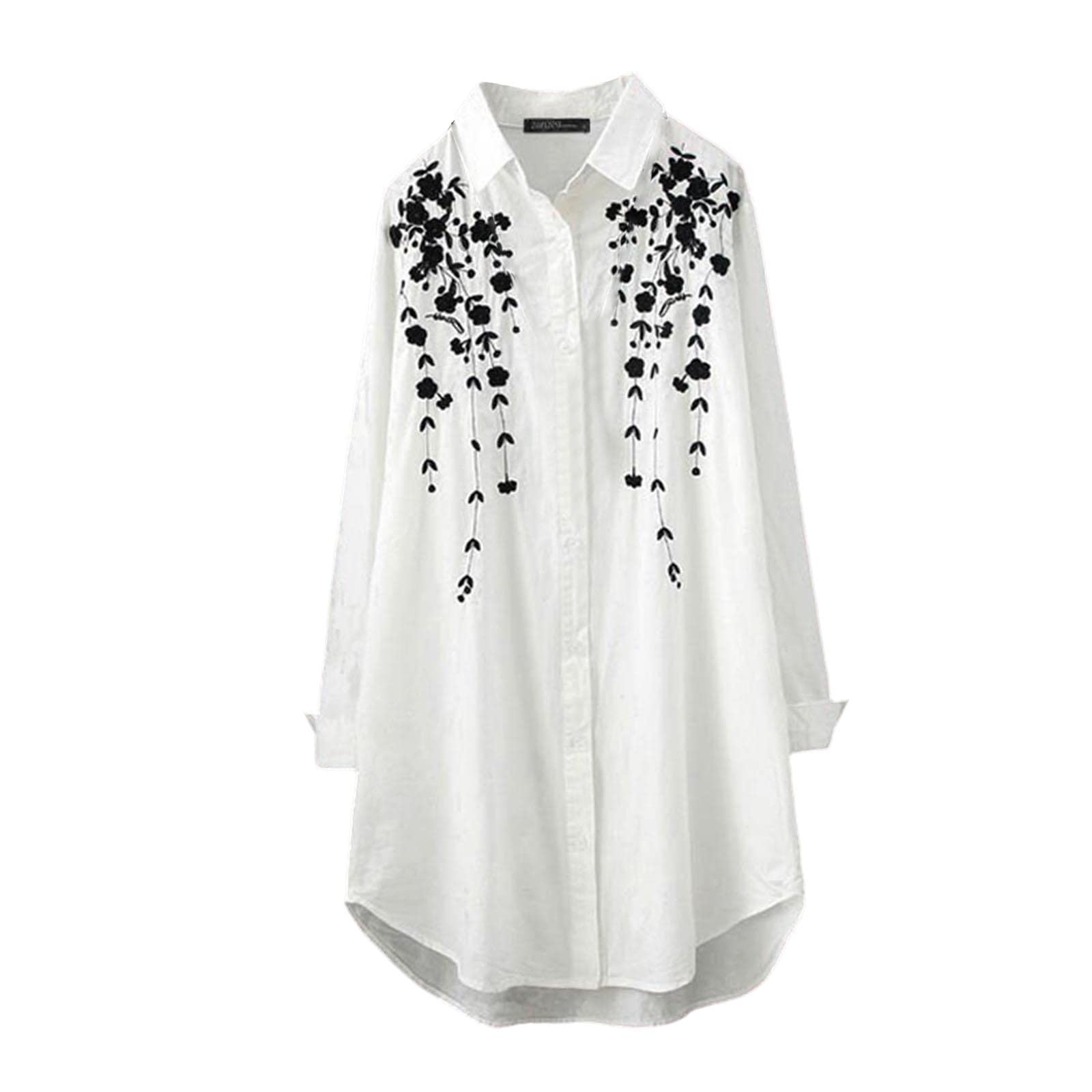 Boho Print Lapel Button Down Shirt for Women - Casual Cotton Blouse Tops - Perfect for Summer Outfits, Beach Vacations & Boho Fashion Styles