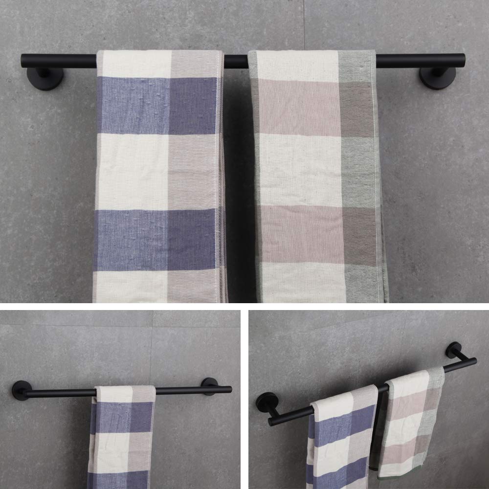 24-Inch Stainless Steel Towel Holder - Modern Matte Black Wall Mounted Bathroom Towel Bar for Showers & Spa | BEIGEEWY Bath Accessories