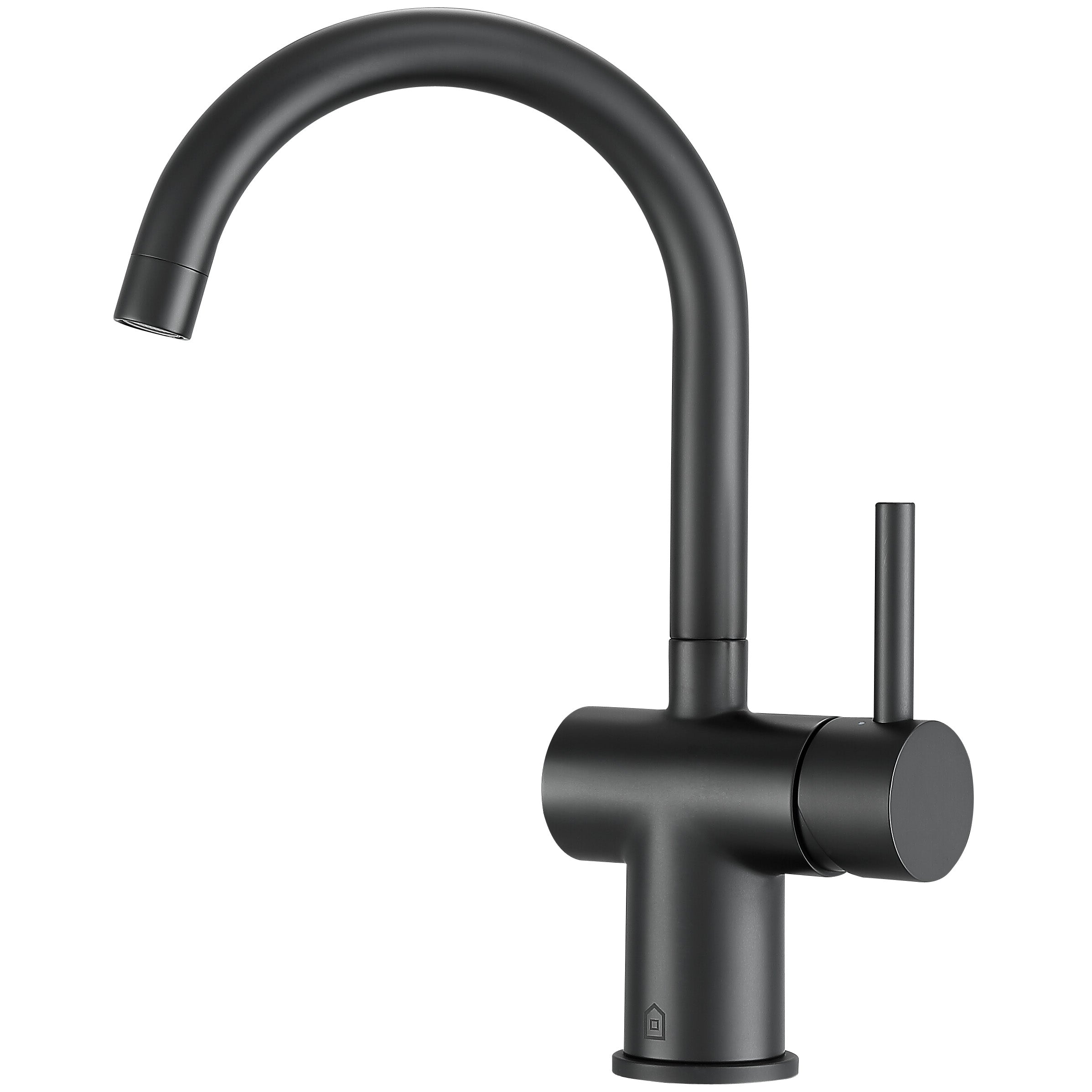 Ancona Aria Single Handle Matte Black Bathroom Faucet - Modern Waterfall Spout for Sink Vanity, Powder Room & Guest Bath Installation