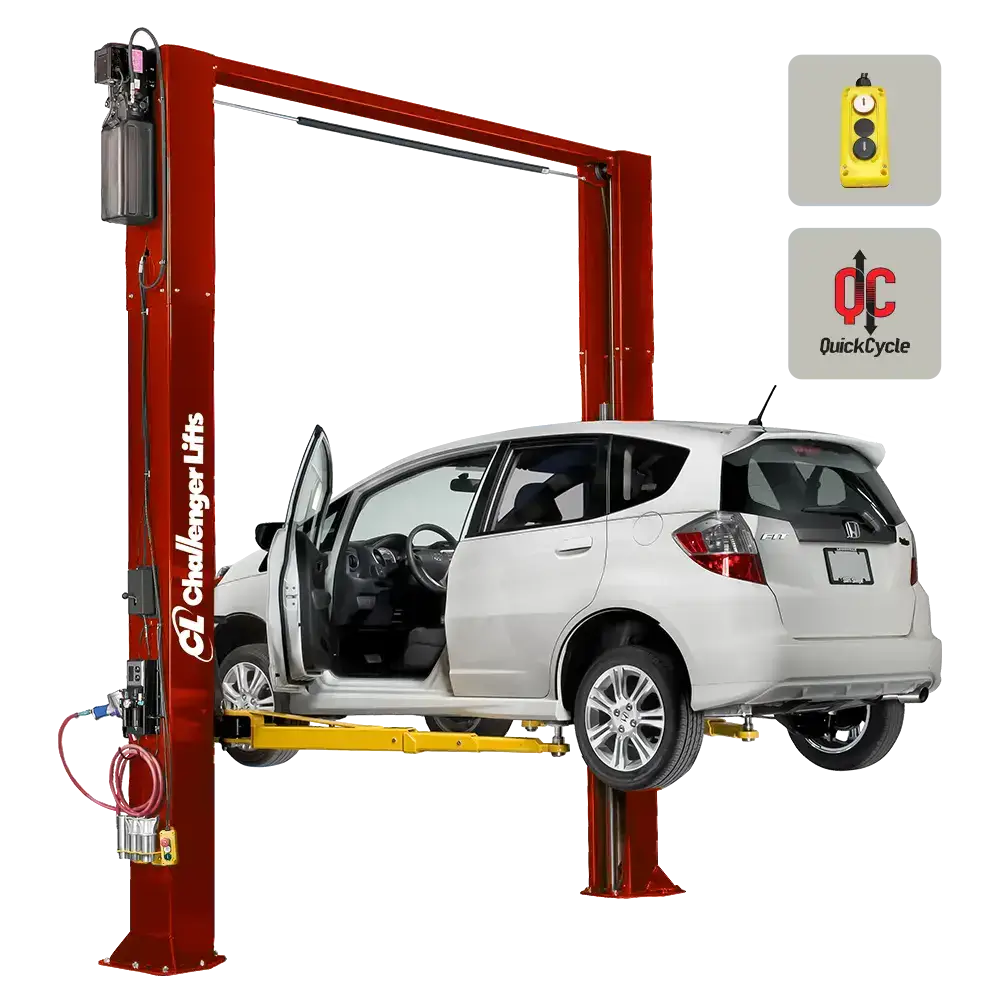 Challenger CL10AV3 10,000 lbs DPC QC Versymmetric 2 Post Car Lift with Dual Pendant & Quick Cycle - Perfect for Auto Repair Shops & Home Garages