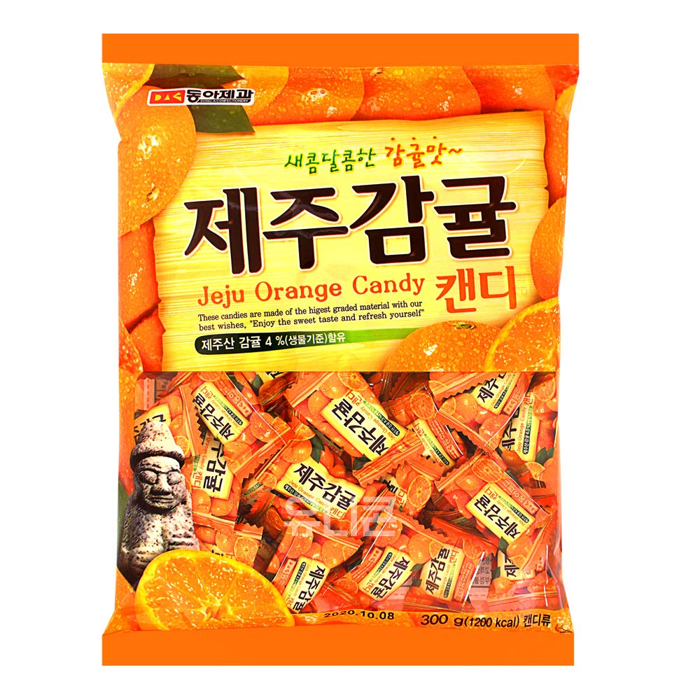 Korean Assorted Fruit Flavored Candy Pieces - Jeju Orange Flavor | Delicious Snack for Parties, Gifts & Office Treats