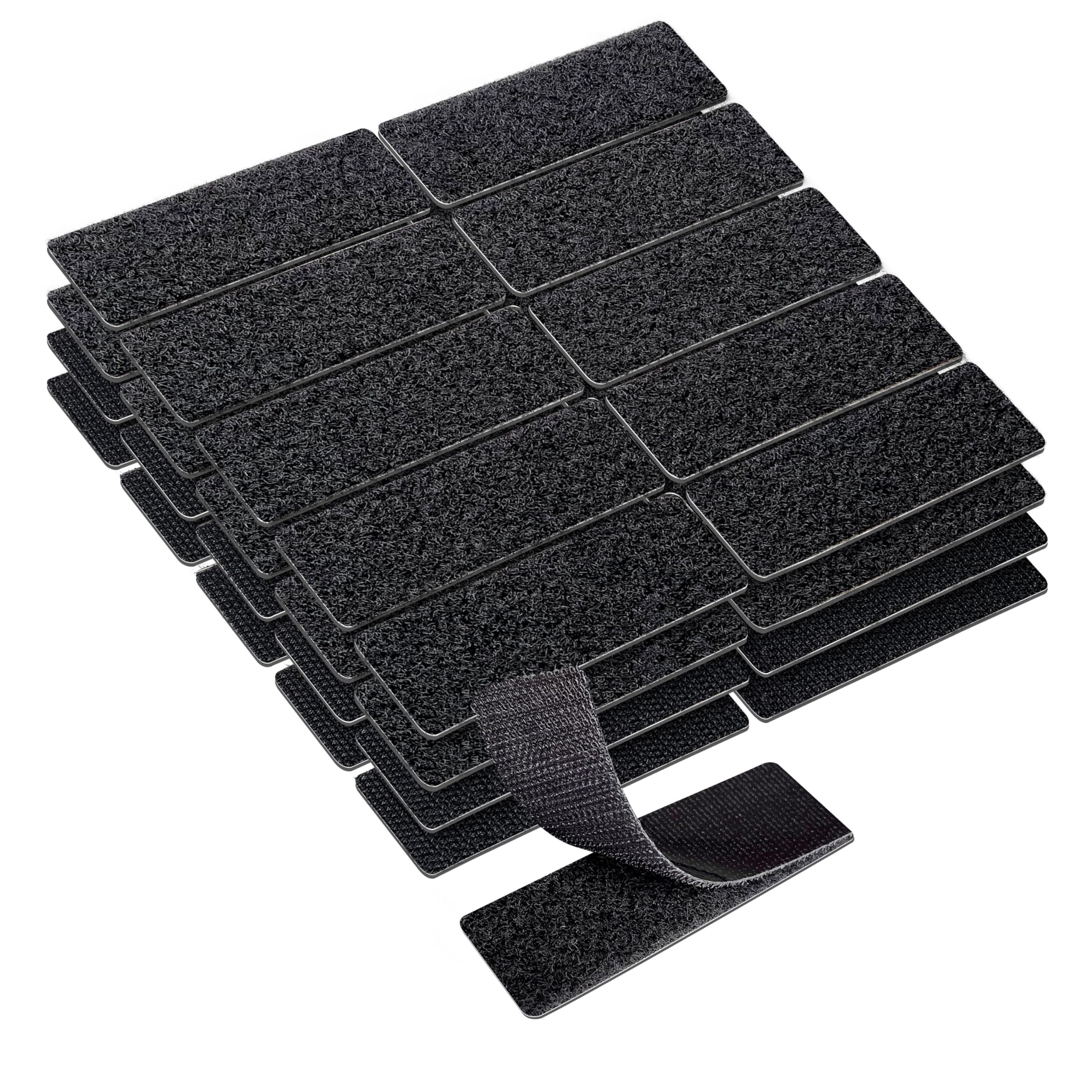 KING MOUNTAIN 1x3 Inch Hook and Loop Strips - 20 Sets Heavy Duty Nylon Self Adhesive Tape with Strong Double Sided Backing - Perfect for Office Organization, Home DIY Projects & Crafting - Black