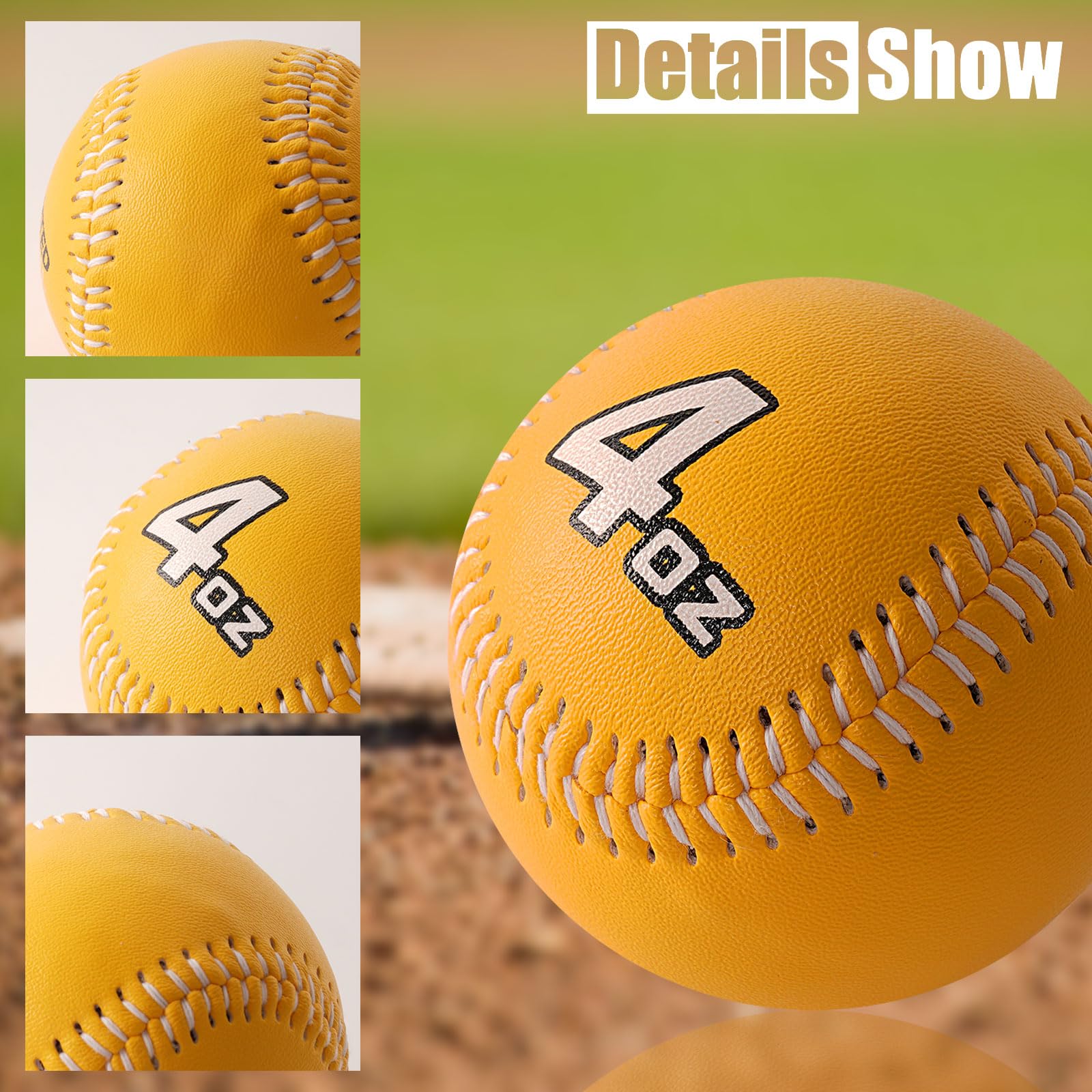 Premium Leather Weighted Baseballs Set of 9 (3-12 oz) - Professional Training Balls for Hitting, Throwing & Batting Practice - Perfect for Baseball Players of All Skill Levels - Ideal for Home, Field & Gym Training Sessions