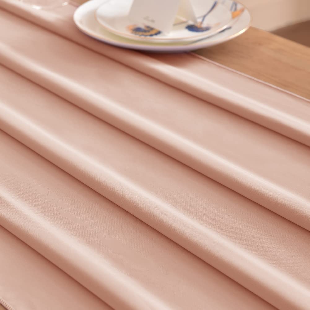 Rose Gold Chiffon Table Runner - 14ft (29x170 Inches) Elegant Wedding & Bridal Shower Decor for Easter, Spring, Boho & Rustic Weddings - Perfect for Romantic Dinners, Baby Showers & Home Decor