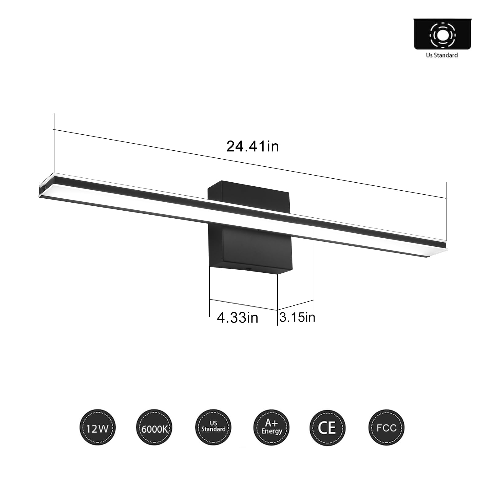 Modern Black Vanity Light 24
