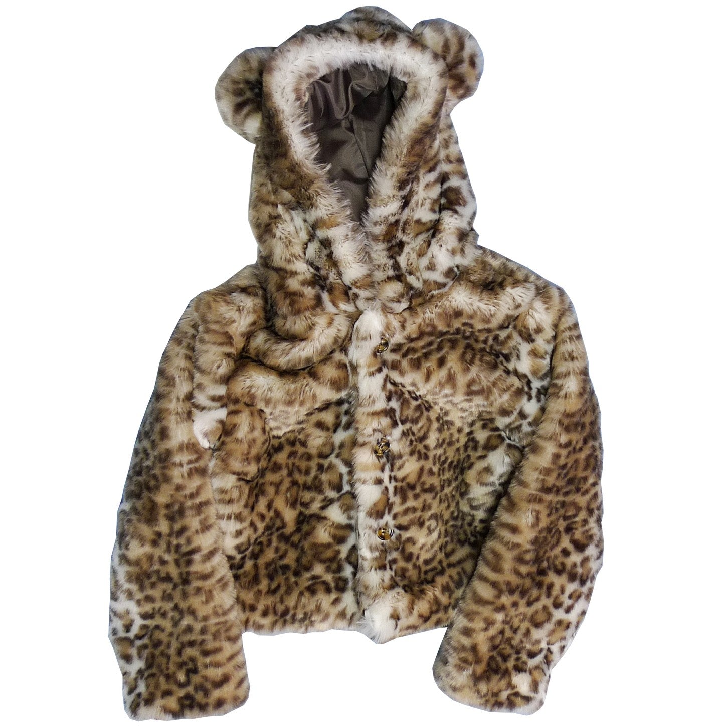 Big Girls Snow Leopard Print Faux Fur Hooded Jacket with Button Closure - Size 6-12 - Perfect for Winter Playdates & Outdoor Adventures