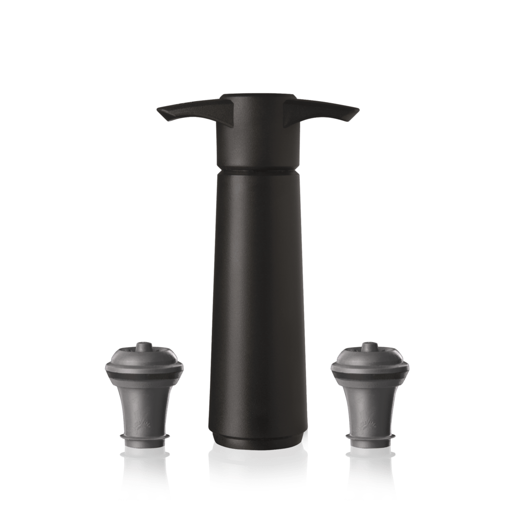 Vacu Vin Wine Saver Gift Set - Black (1 Vacuum Pump + 2 Stoppers) | Preserve Wine Freshness | Perfect for Home Bars, Parties & Wine Enthusiasts