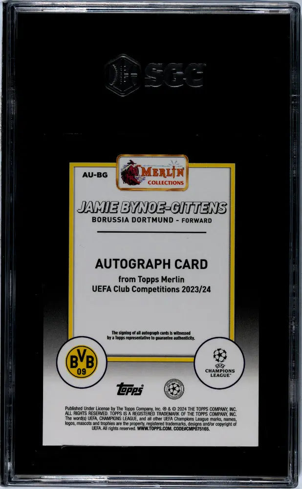 2023 Topps Chrome Merlin UCC Jamie Bynoe-Gittens Mojo Refractor Auto SGC 9.5 /99 - Rare Soccer Trading Card for Collectors & Investors