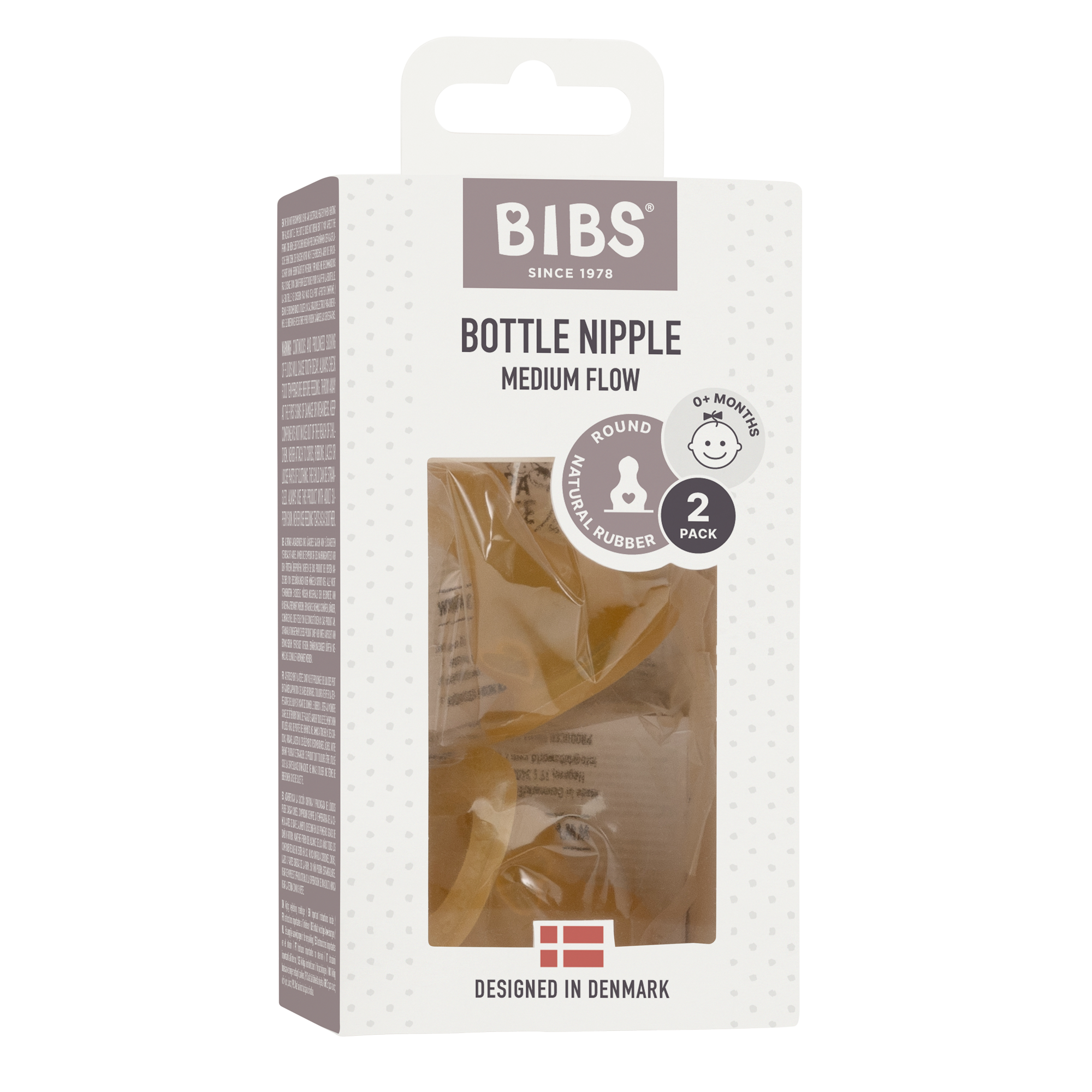 BIBS Baby Bottle Latex Nipple 2-Pack | Natural Rubber Pacifier for Newborns & Infants | Perfect for Breastfeeding Transition & Soothing