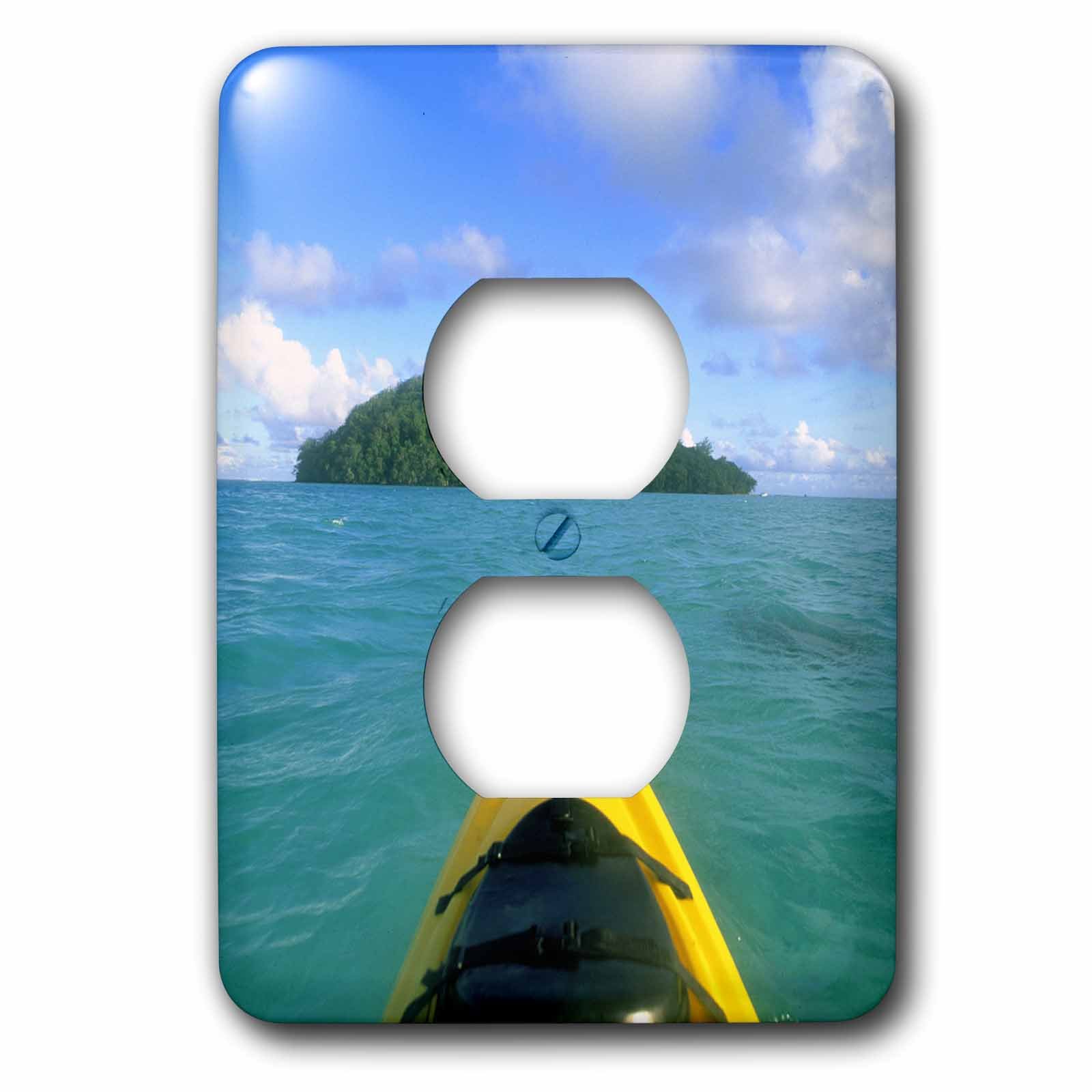 3D Outlet Cover with Kayak and Kadavu Fiji Scenic Design - 2 Plug Wall Plate - Home & Office Decor - Perfect for Living Room, Bedroom, or Kitchen
