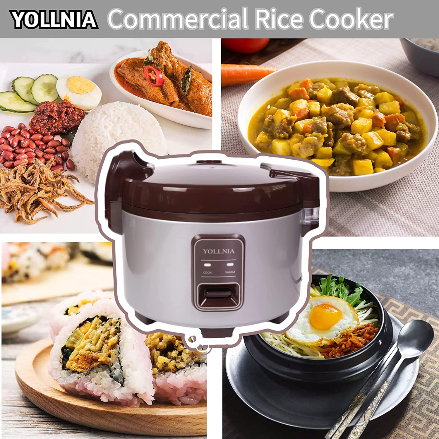 1200W Commercial Rice Cooker - 8.17Qt (45 Cups Cooked) Large Electric Rice Warmer with Non-Stick Inner Pot & Auto Keep Warm | Fast Cooking for Restaurants, Catering, Buffets & Large Family Gatherings