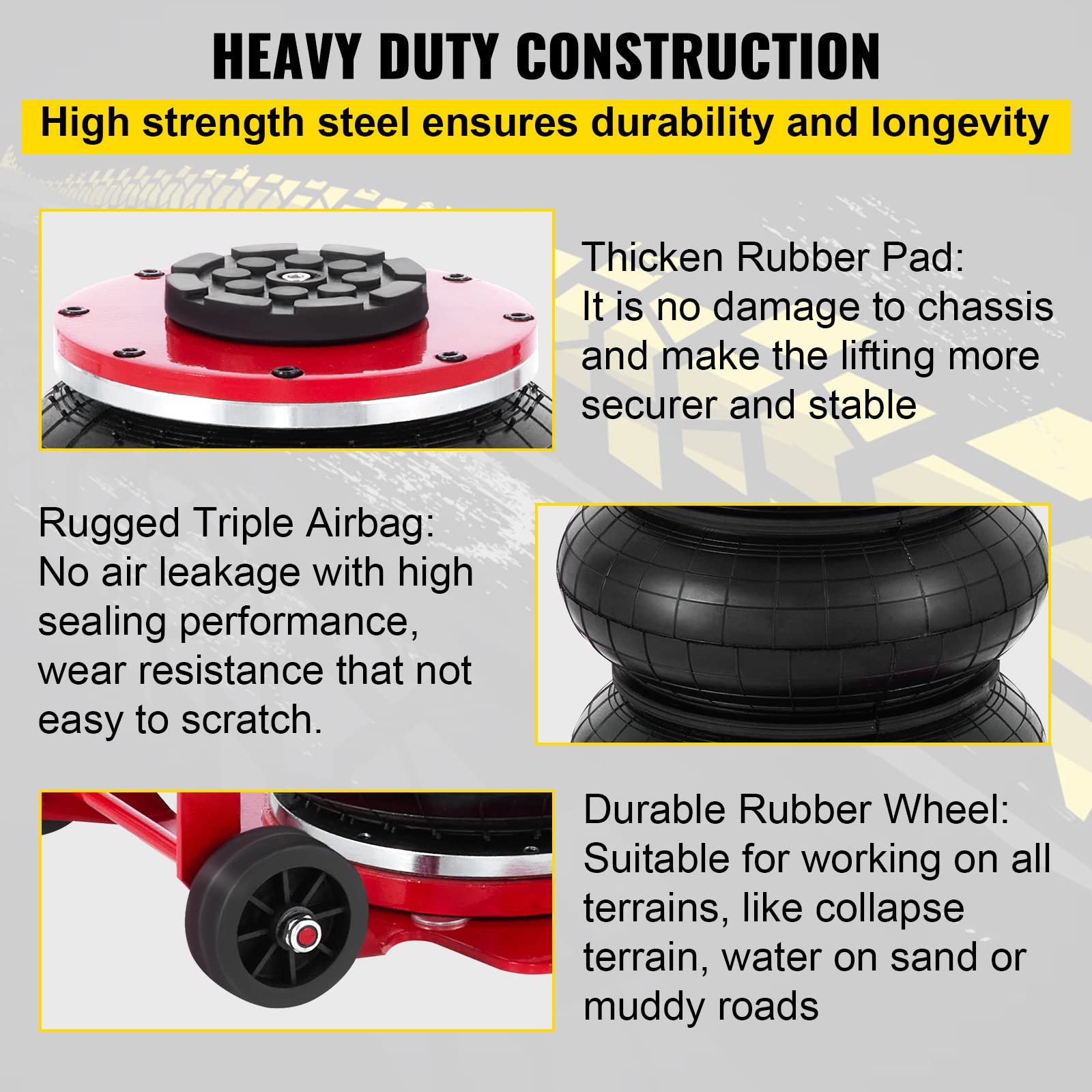 Best 3 Ton/6600 lbs Triple Bag Air Jack - Heavy Duty Pneumatic Lift for Cars & Trucks - Fast 17.7