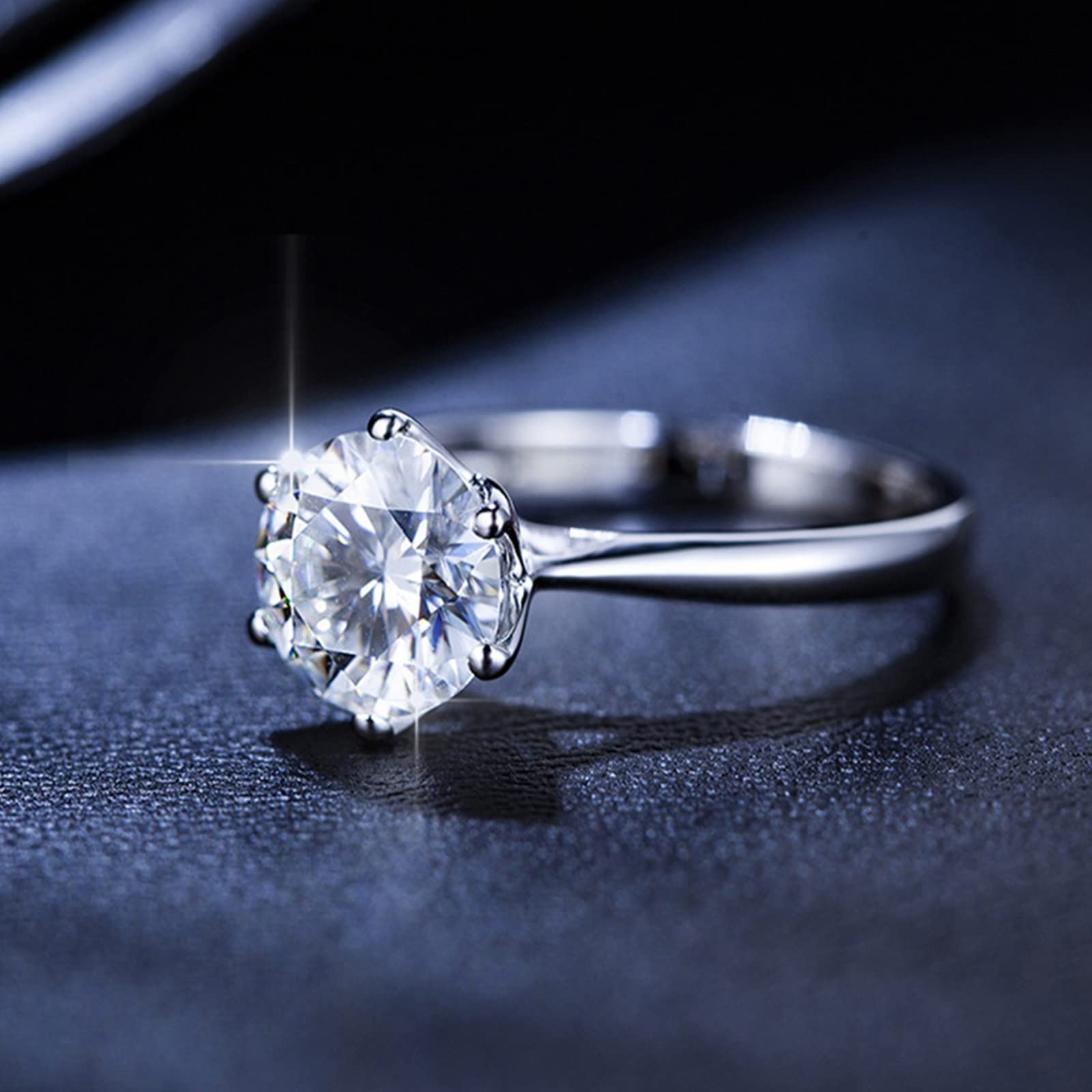 14K White Gold Moissanite Engagement Ring for Women - 1ct Round Cut Six Prong Crown Setting - Perfect for Proposals, Weddings & Anniversaries