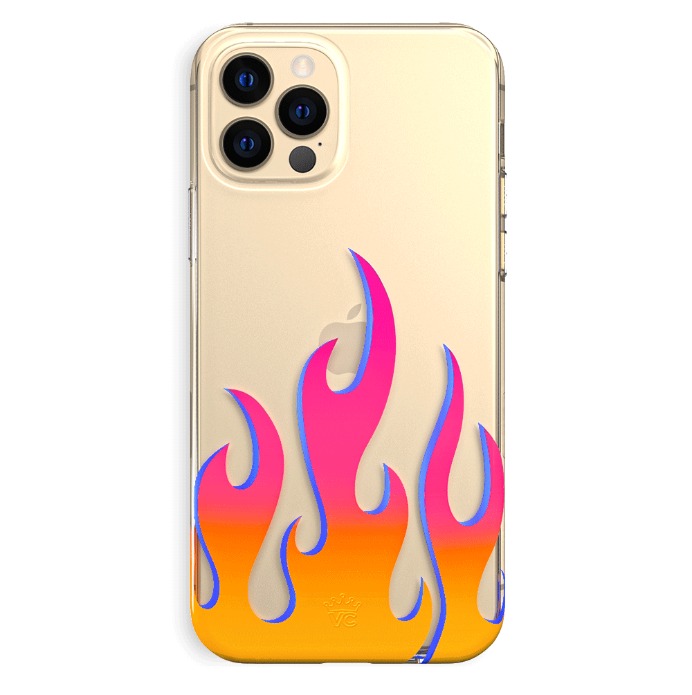 Flames Clear iPhone Case - Durable Protective Cover for iPhone 12/13/14/15 Pro Max - Slim Scratch-Resistant Shockproof Phone Case - Perfect for Daily Use, Travel & Outdoor Activities