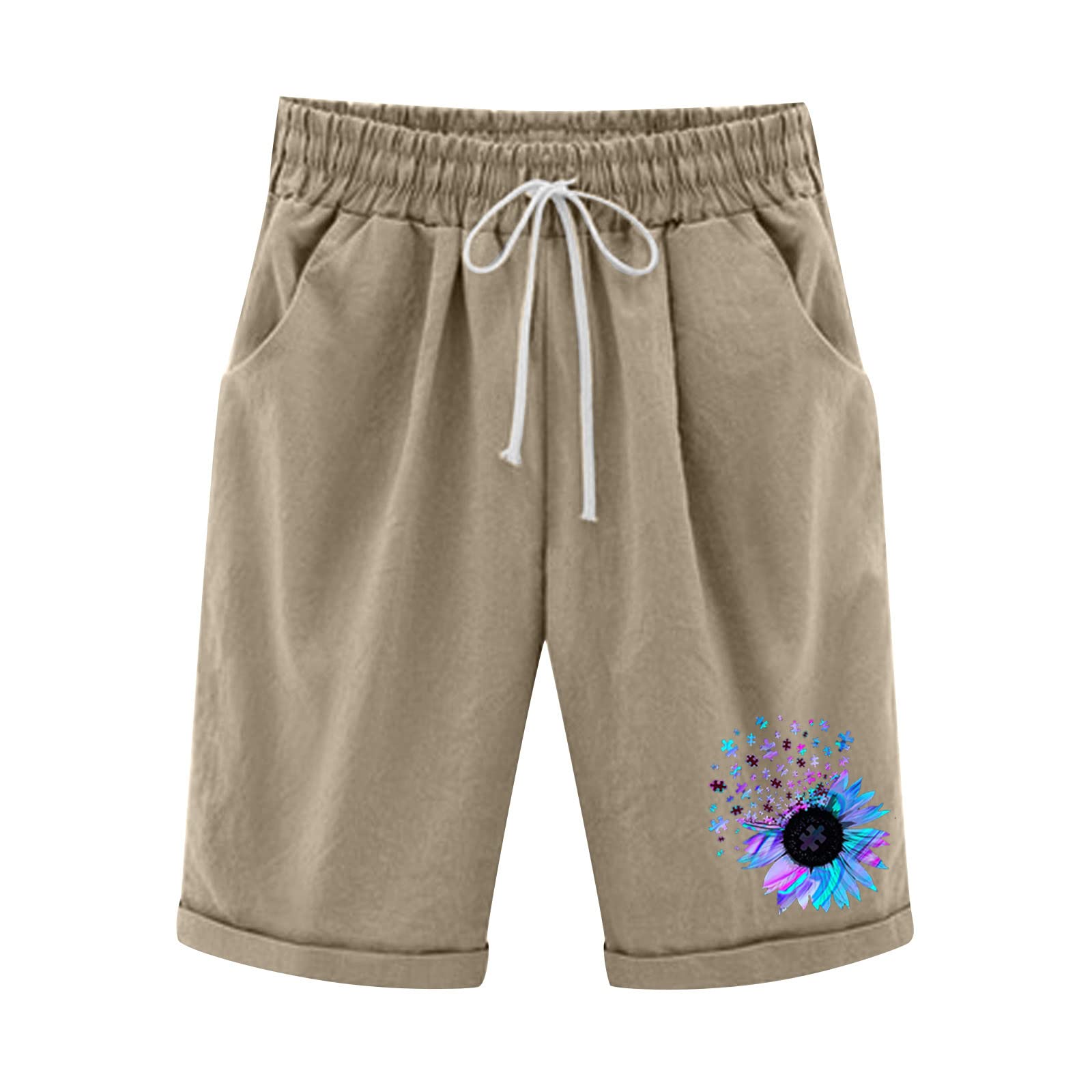 Women's Bermuda Shorts - Cotton Casual Summer Lounge Shorts for Walking & Exercise