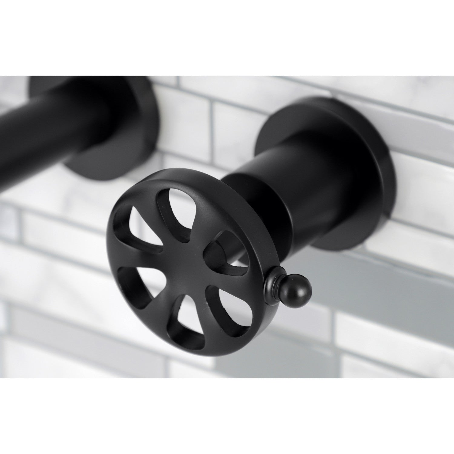 Belknap KS8020RX Matte Black Wall Mount Roman Tub Faucet - 2 Handle 3 Hole Bathroom Faucet for Luxury Soaking Tubs & Spa Retreats