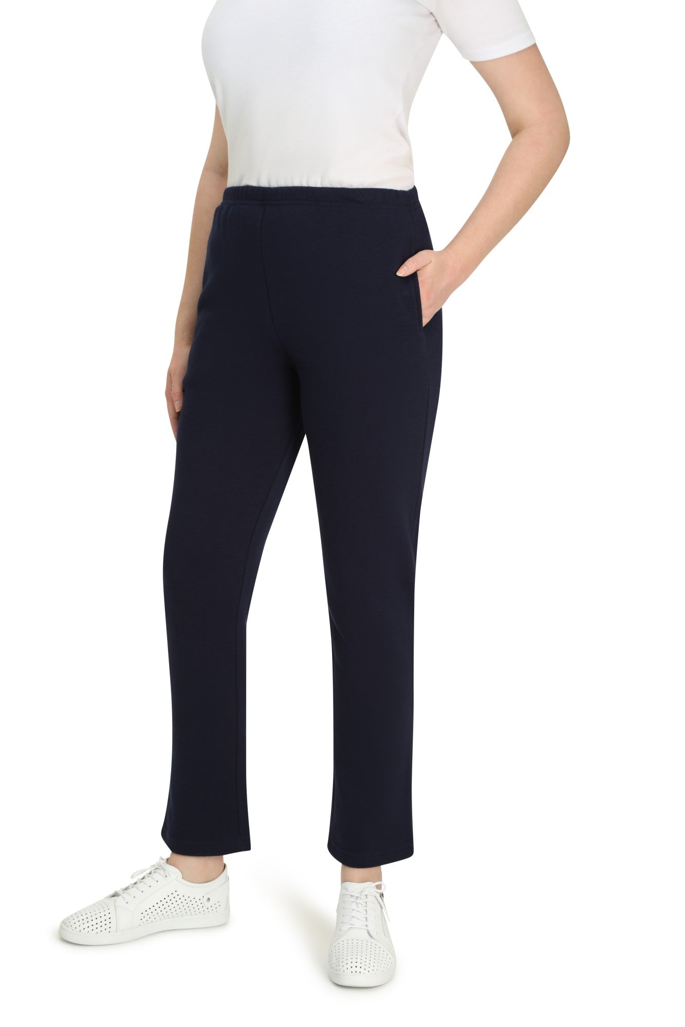Premium Poly Cotton Fleece Regular Pants for Men & Women - Comfortable Navy Blue Lounge Pants (Style 9155ZR) - Perfect for Home, Yoga, and Relaxation