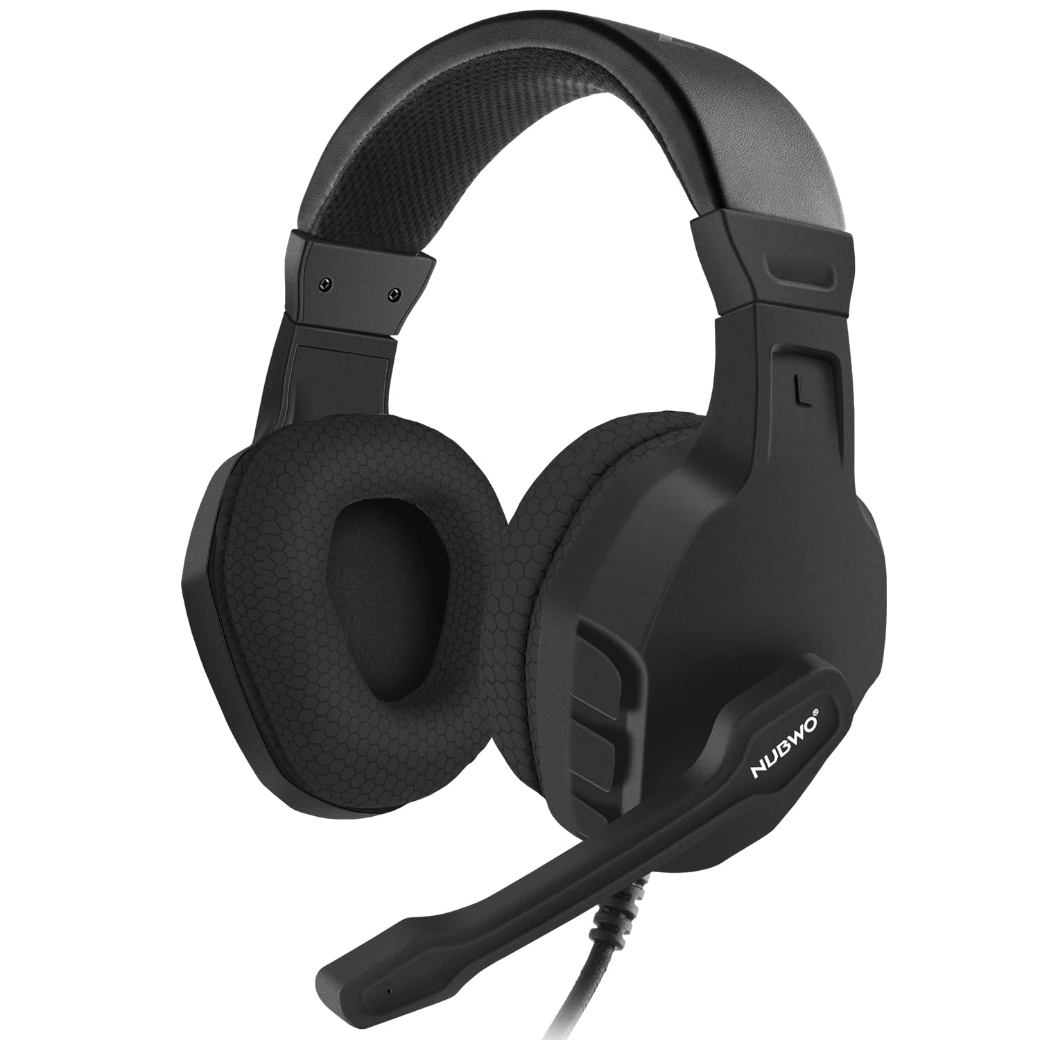 NUBWO U3 Wired Gaming Headset with Noise-Canceling Mic for PC, PS4, PS5, Xbox One, Mac, Nintendo Switch - Lightweight Over-Ear Headphones with In-Line Controls - Perfect for Online Gaming, Streaming & Conference Calls (Black)
