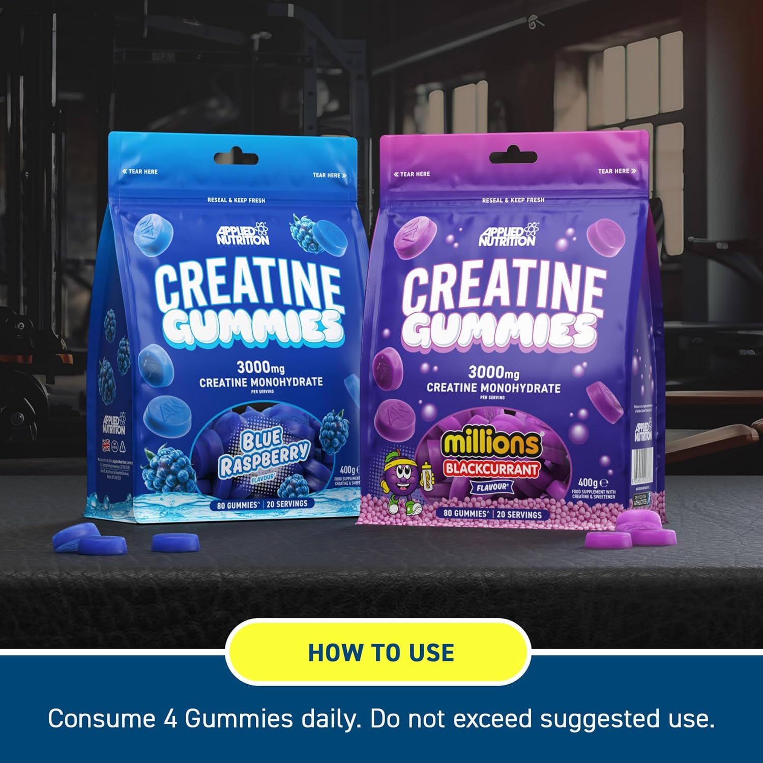 Applied Nutrition 80 Creatine Gummies for Muscle Growth & Recovery - Delicious Chewable Supplement for Athletes & Fitness Enthusiasts | Pre-Workout & Post-Workout Support