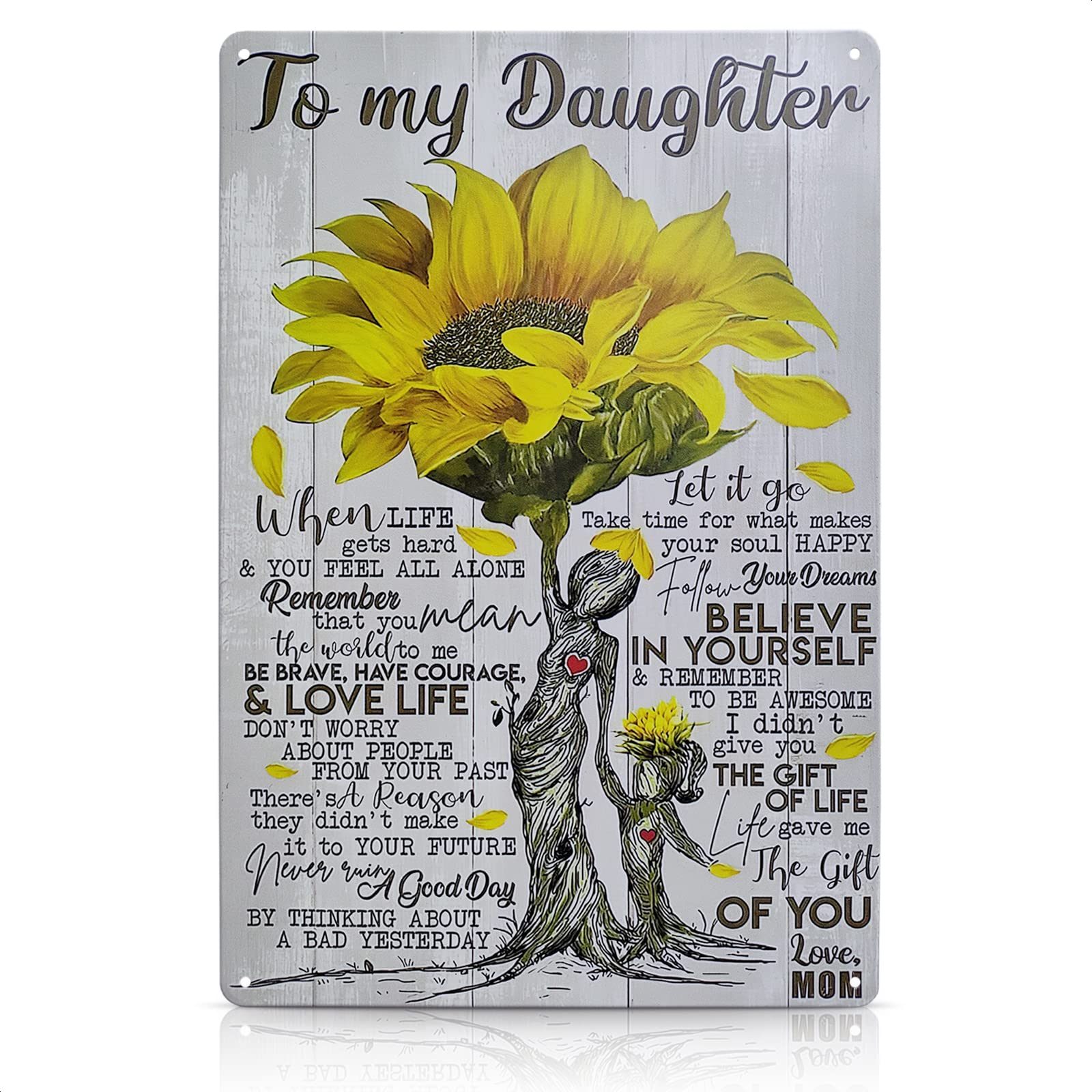 8x12 Inch Sunflower Motivational Wall Art for Daughter - Inspirational Sunflower Poster, Flower Pictures Wall Decor - Perfect for Bedroom, Nursery, or Gift Idea