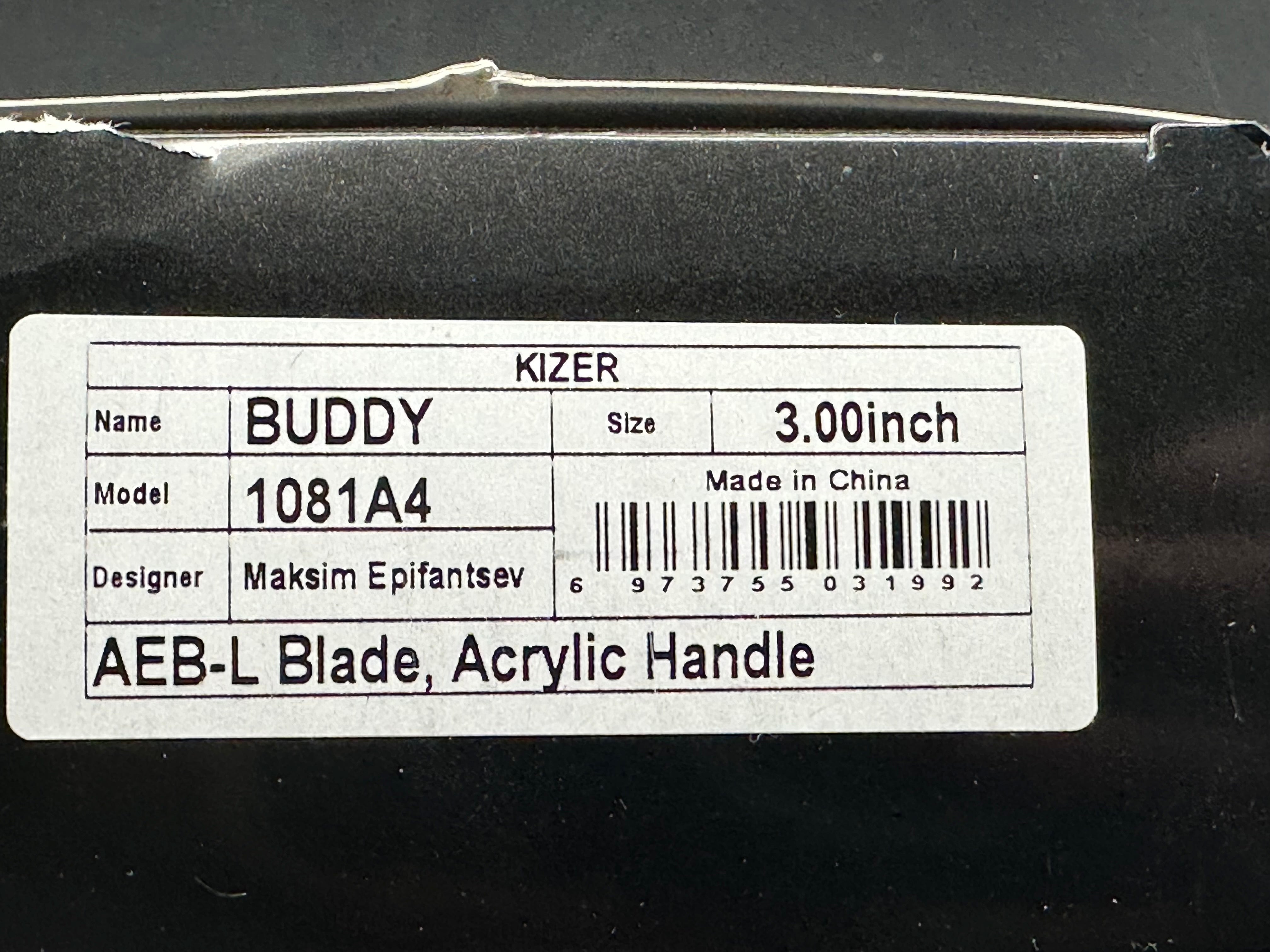 Kizer Buddy Ice Pocket Knife - Clear Acrylic Scales with AEB-L Stainless Steel Blade - EDC, Camping, Hiking & Outdoor Survival Tool