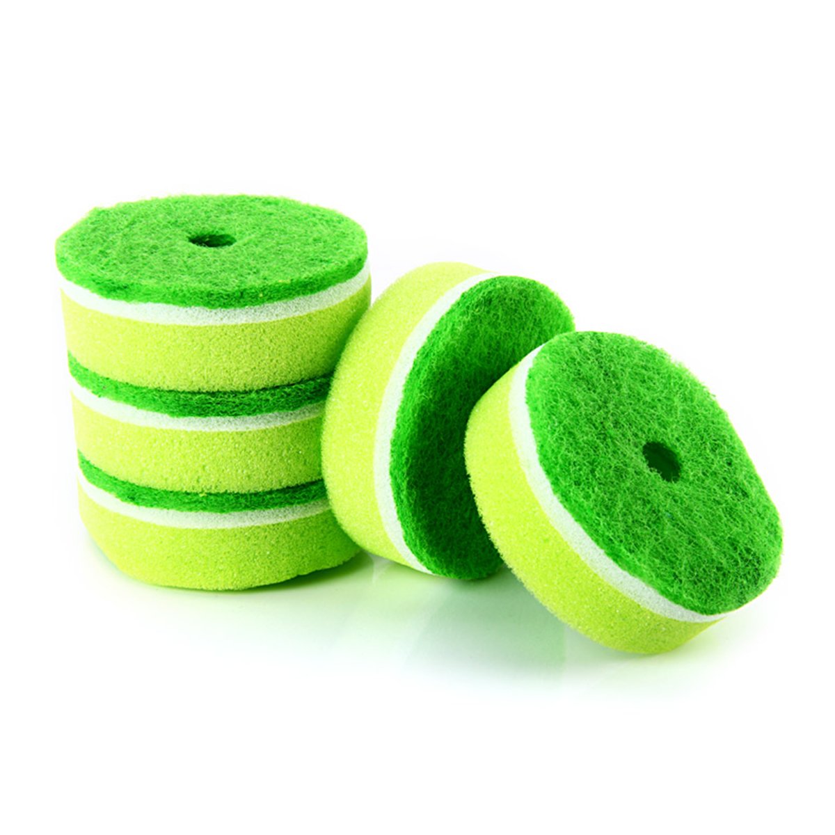 Premium Double-Sided Round Scrub Sponge for Dishes - 5 Pack (Random Colors) | Non-Scratch Cleaning Pads for Pots, Pans & Kitchen Utensils