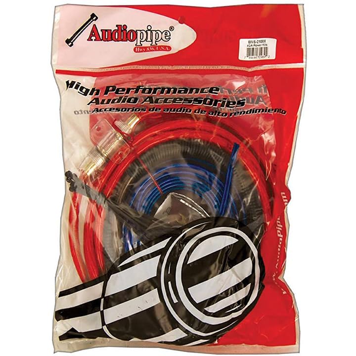 Audiopipe BMS2100SX 2100W High Power Car Amplifier Wiring Kit with 17ft 2 RCA Plugs - Perfect for Car Audio System Upgrades and Bass Boost Installations