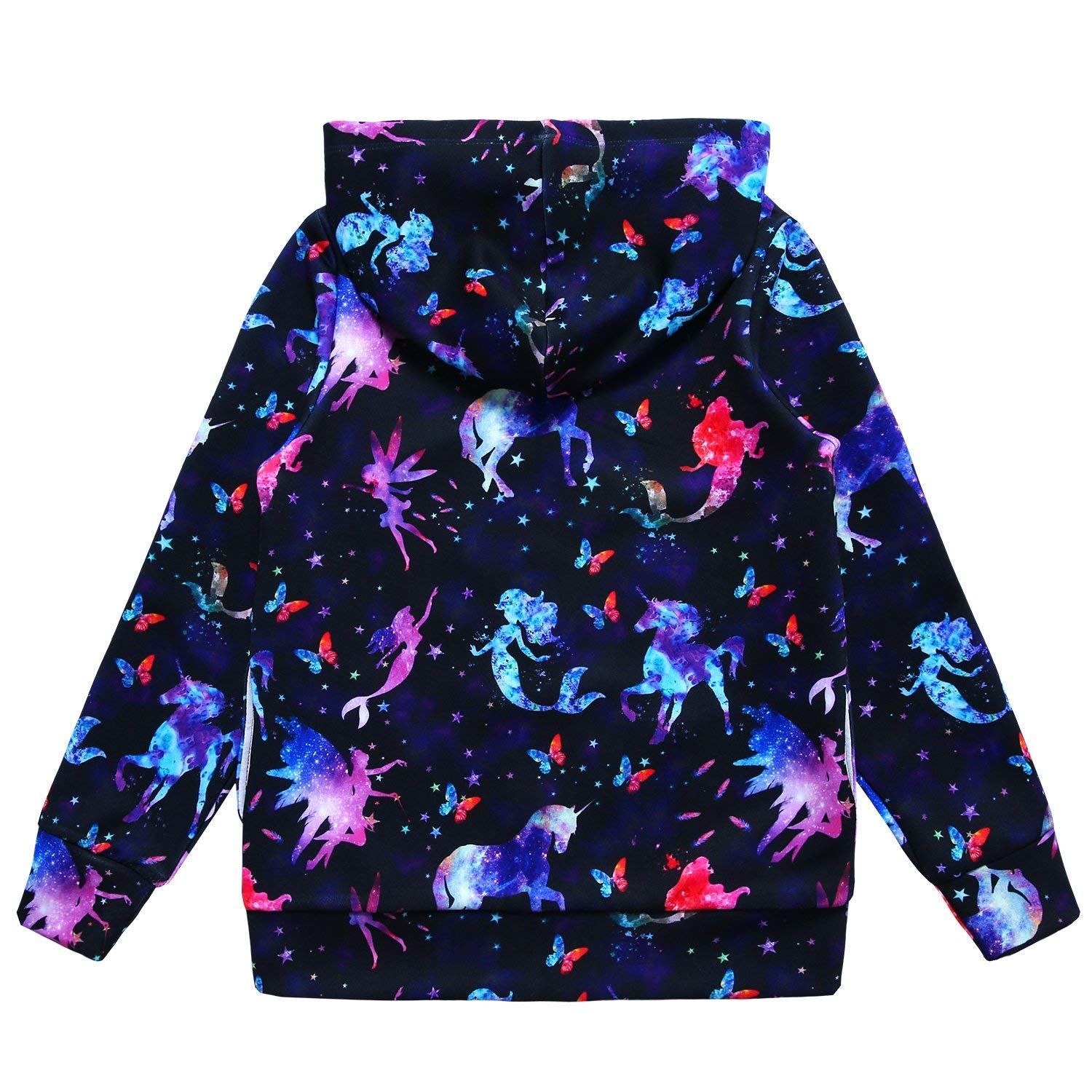 Unicorn Zip Up Hoodie for Girls with Pockets - Cute Kids' Sweatshirt Jacket for School, Playdates & Outdoor Activities