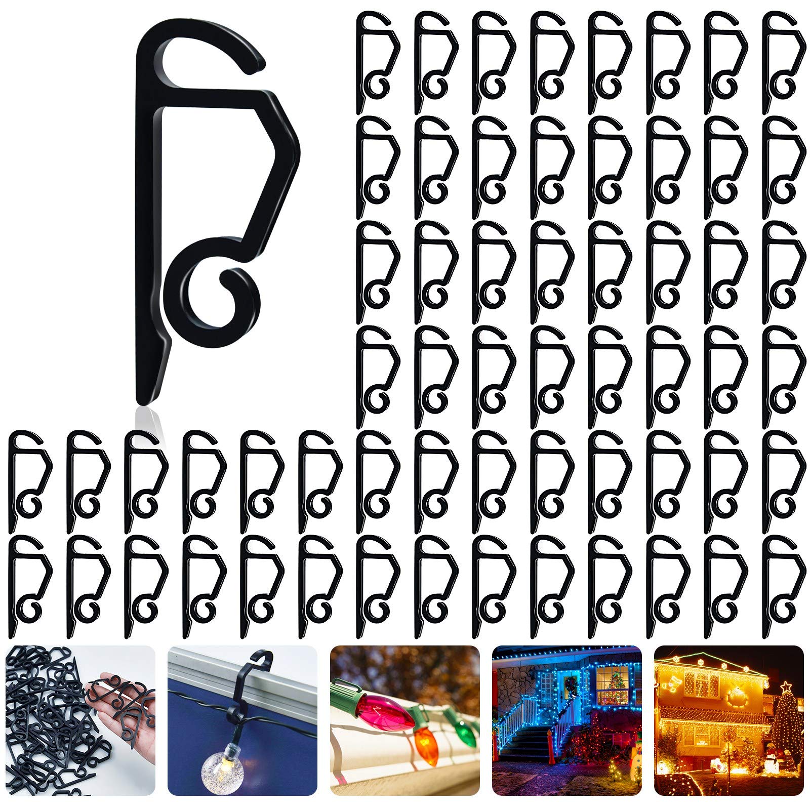Mini Plastic Gutter Hooks 100pcs - Outdoor Christmas Light Clips for Holiday & Party Decorations