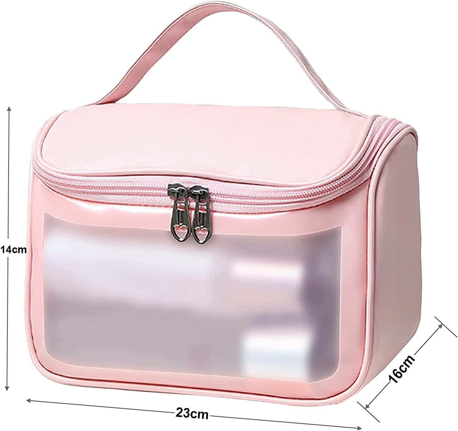 PAVITYAKSH Clear Toiletry Bag - Waterproof PVC Makeup Travel Organizer with Zipper, Large Pink Cosmetic Pouch for Women & Men | Perfect for Gym, Travel, Beach & Daily Essentials Storage
