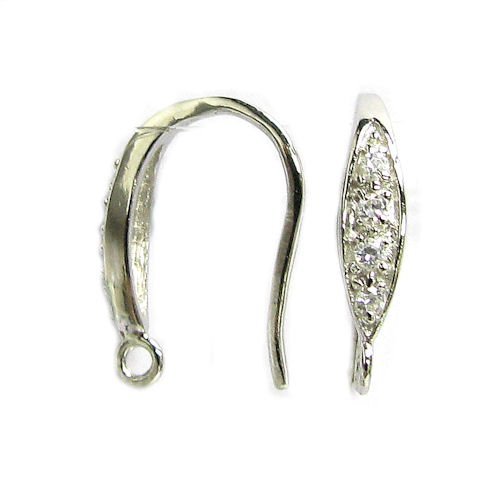 2pcs .925 Sterling Silver Rhodium Plated Teardrop CZ Crystal Dangle Earrings with French Hook - Elegant Jewelry Findings for DIY Earring Making, Party & Wedding Accessories