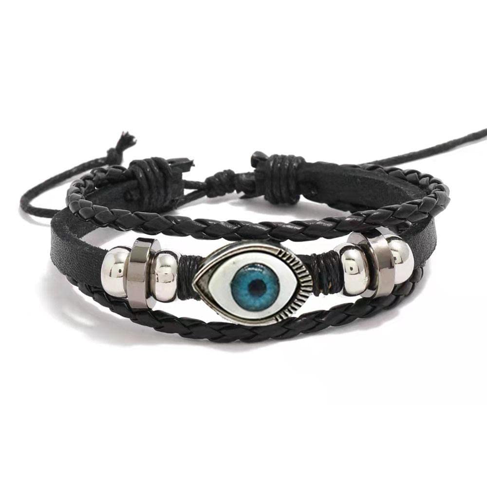 Blue Evil Eye Bracelet for Women - Adjustable Size, Black & Brown Friendship Cuff Anklet - Good Luck Charm Jewelry for Protection & Positive Energy | Perfect for Gifts, Travel & Spiritual Wellness