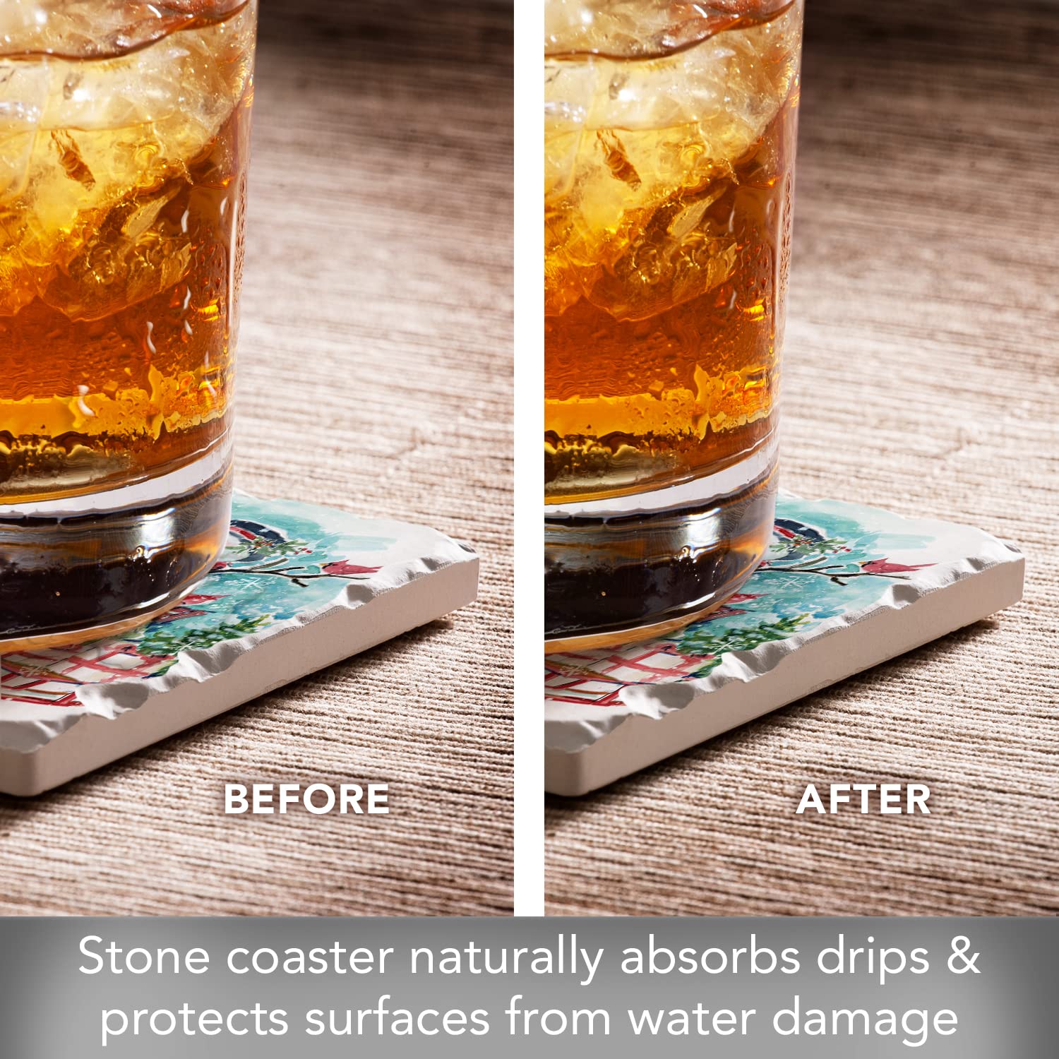 Thirstystone Santa & Snowman Cork-Backed Stone Coaster Set - 4