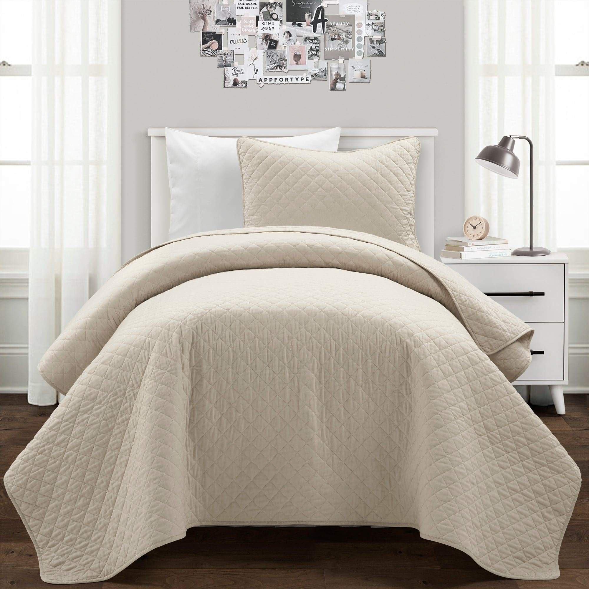 Ava Diamond Oversized Cotton Quilt Set - King Size Bedding with Soft Breathable Fabric for All Seasons | Perfect for Master Bedroom, Guest Room & Cozy Home Decor