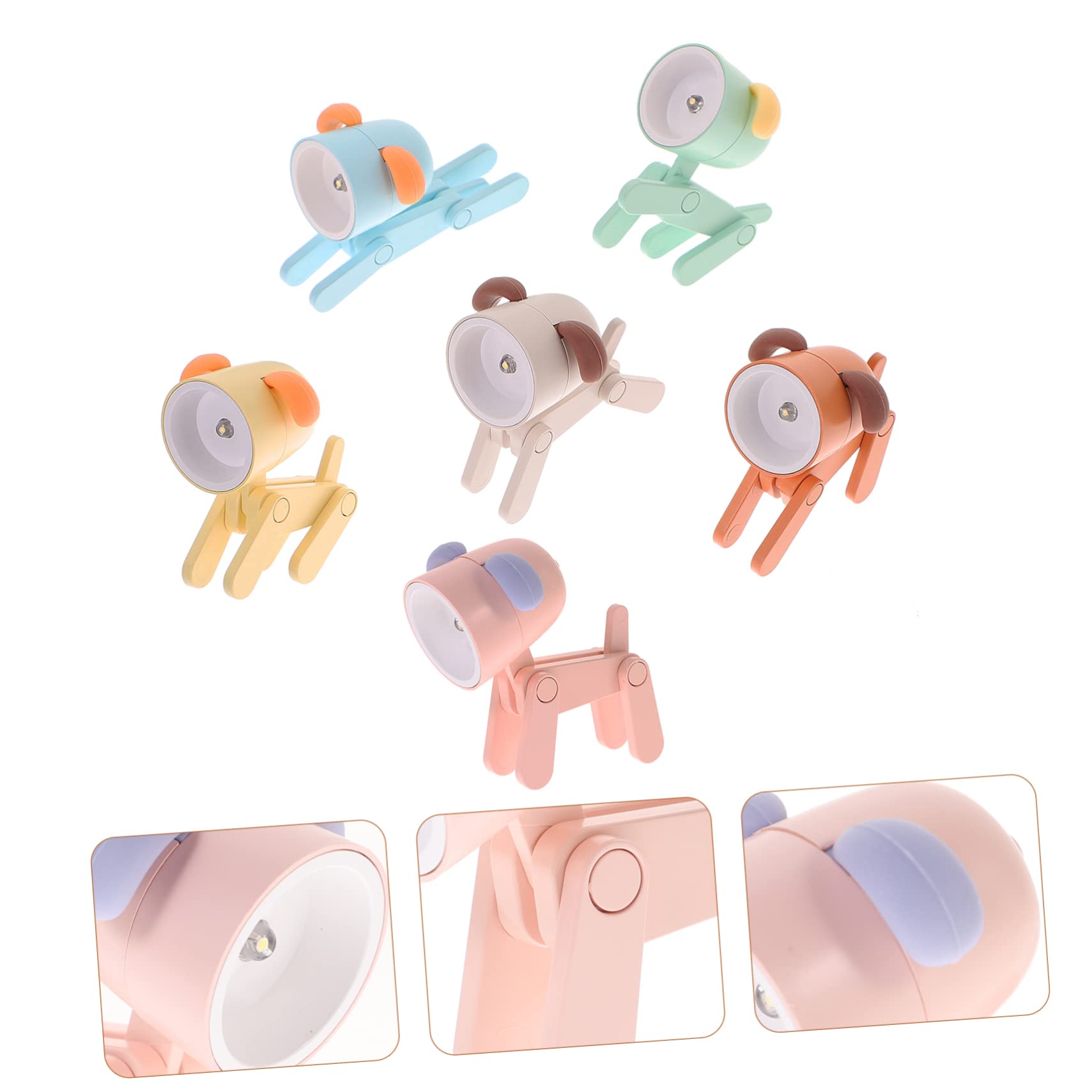 Uonlytech 5-Pack Animal Night Lights for Kids - Cute Dog Table Lamp with Phone Stand, Bedroom & Desk Decor (6pcs x 5) - Perfect for Nursery, Children's Room & Gift Giving
