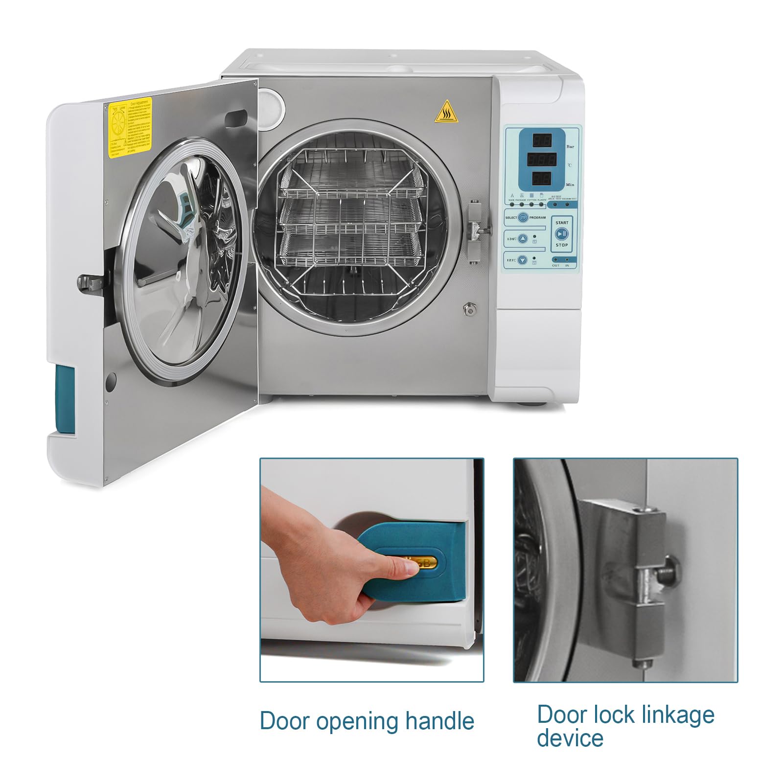 1600W Digital LED Display Benchtop Autoclave Sterilizer 16L with Double Door Lock & Vacuum Drying - Ideal for Dental Clinics, Tattoo Studios, and Medical Laboratories