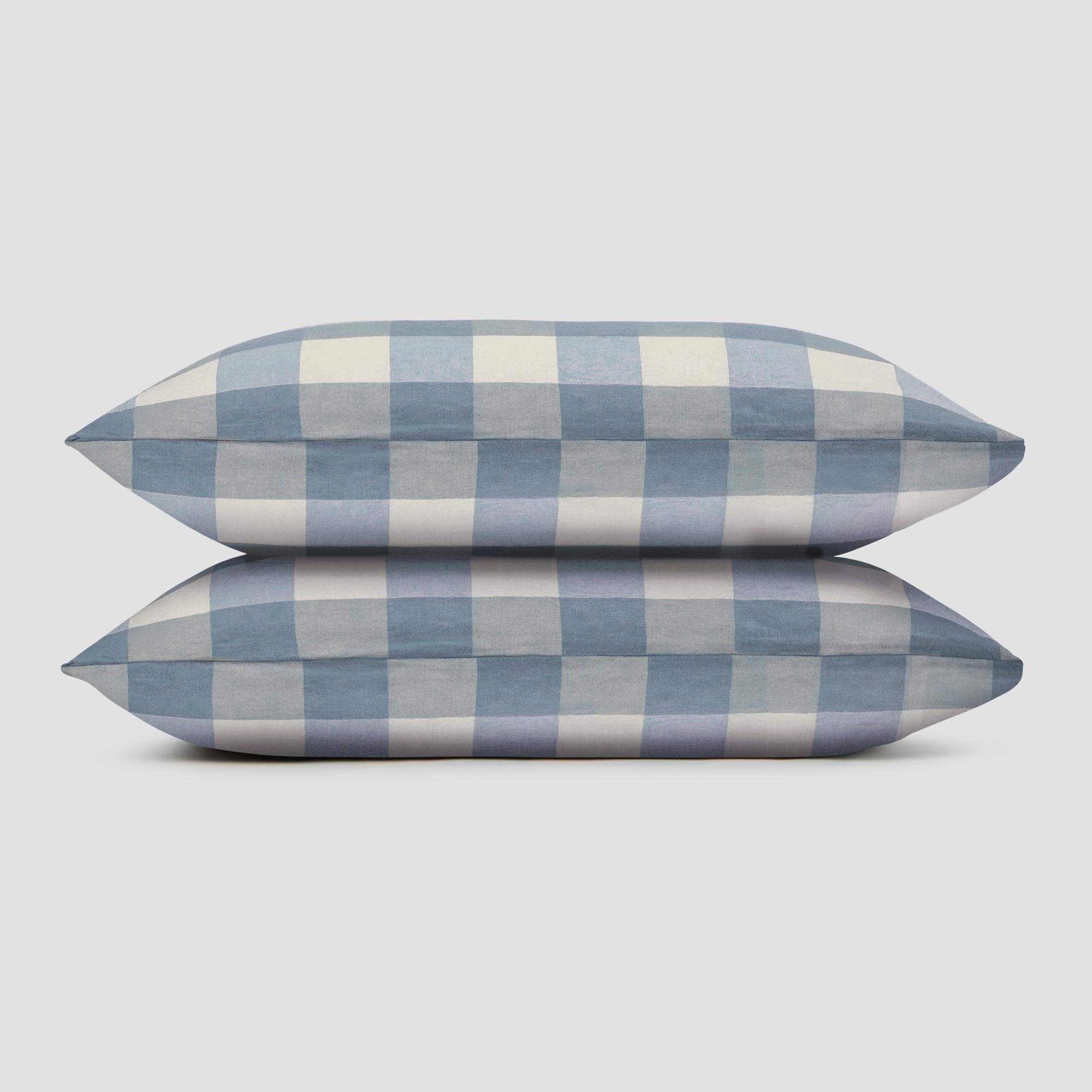 Premium Blueberry Emsworth Plaid Linen Blend Pillowcase Set (2-Pack) - Soft & Breathable Bedding for Home, Hotel, or Guest Room Decor