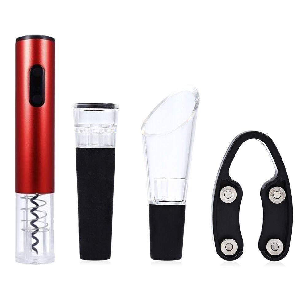 Electric Automatic Wine Bottle Opener Set - Cordless Corkscrew with Foil Cutter, Vacuum Stopper & Pourer - Quick & Easy Can Opening - Perfect for Parties, Gifts & Home Bars