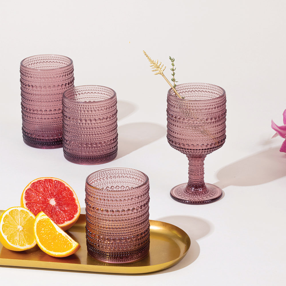 Havana Purple Handmade Drinking Glass Set of 2 - Elegant Cocktail Glasses for Mojito, Margarita & Wine - Perfect for Home Bar, Dinner Parties & Gifts