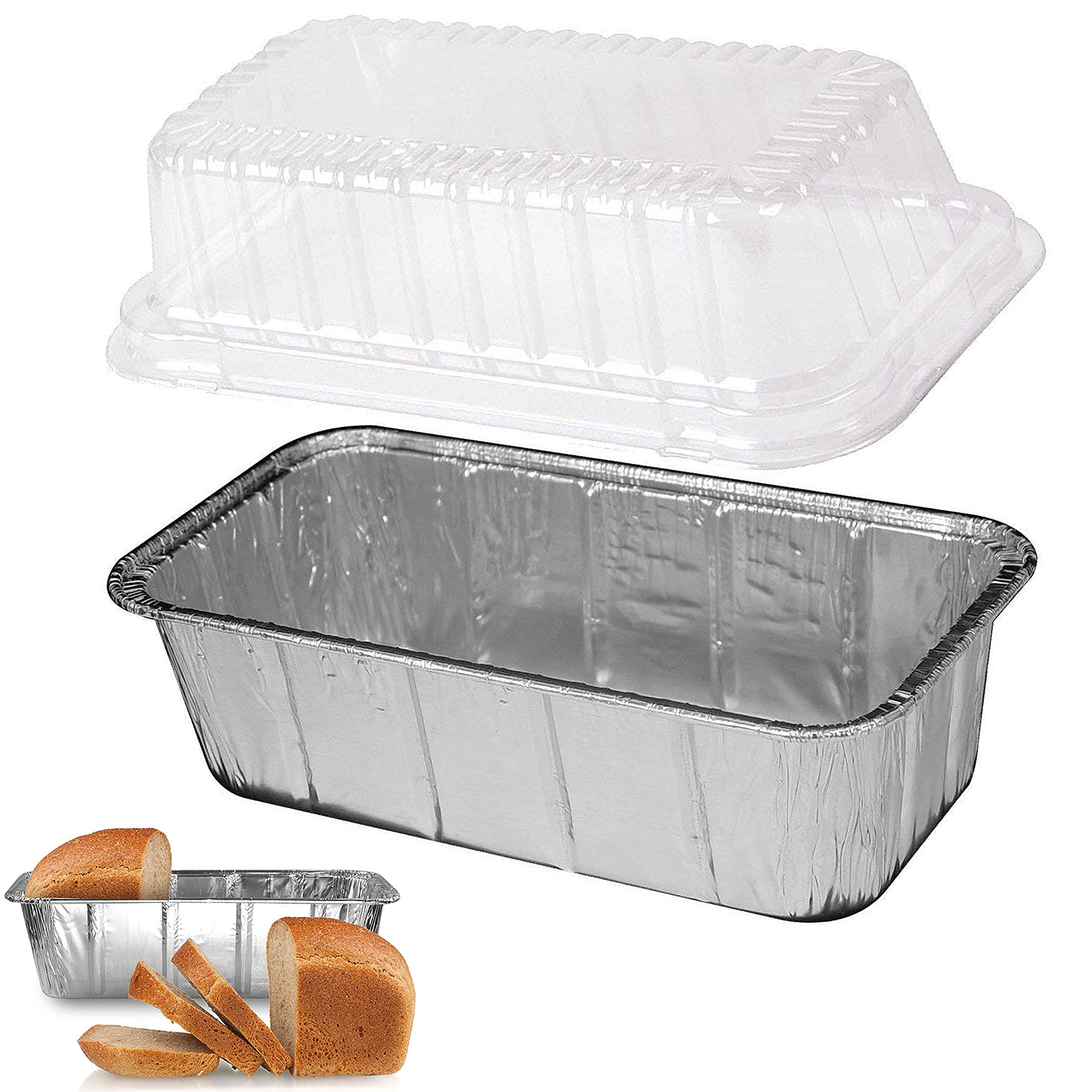 60-Pack 2LB Disposable Aluminum Loaf Pans with Lids - 8
