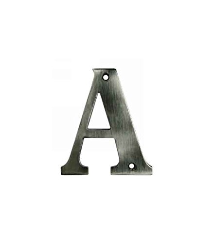 4 Inch Solid Brass Residential Mailbox Letters (Set of 10) - Antique Nickel Finish for House Numbers, Address Plaques & Door Decor