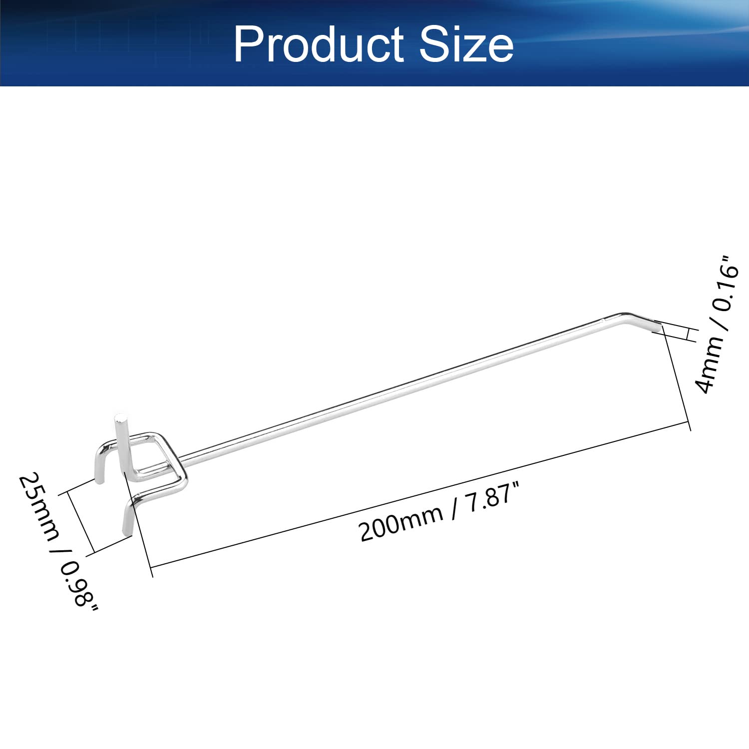 20 Pack 8 Inch Iron Pegboard Hooks for 1/8