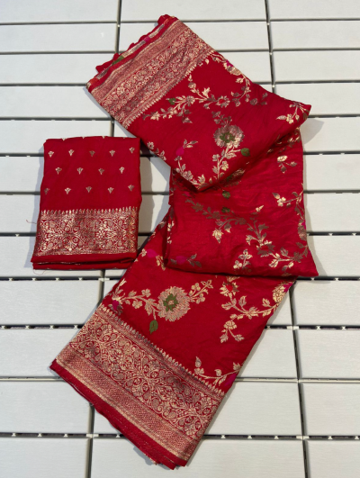 Exquisite Red Benarasi Zari Silk Saree for Weddings & Special Occasions - Premium Quality, Next Day Delivery in UK | Perfect for Bridal Wear, Festivals & Cultural Events