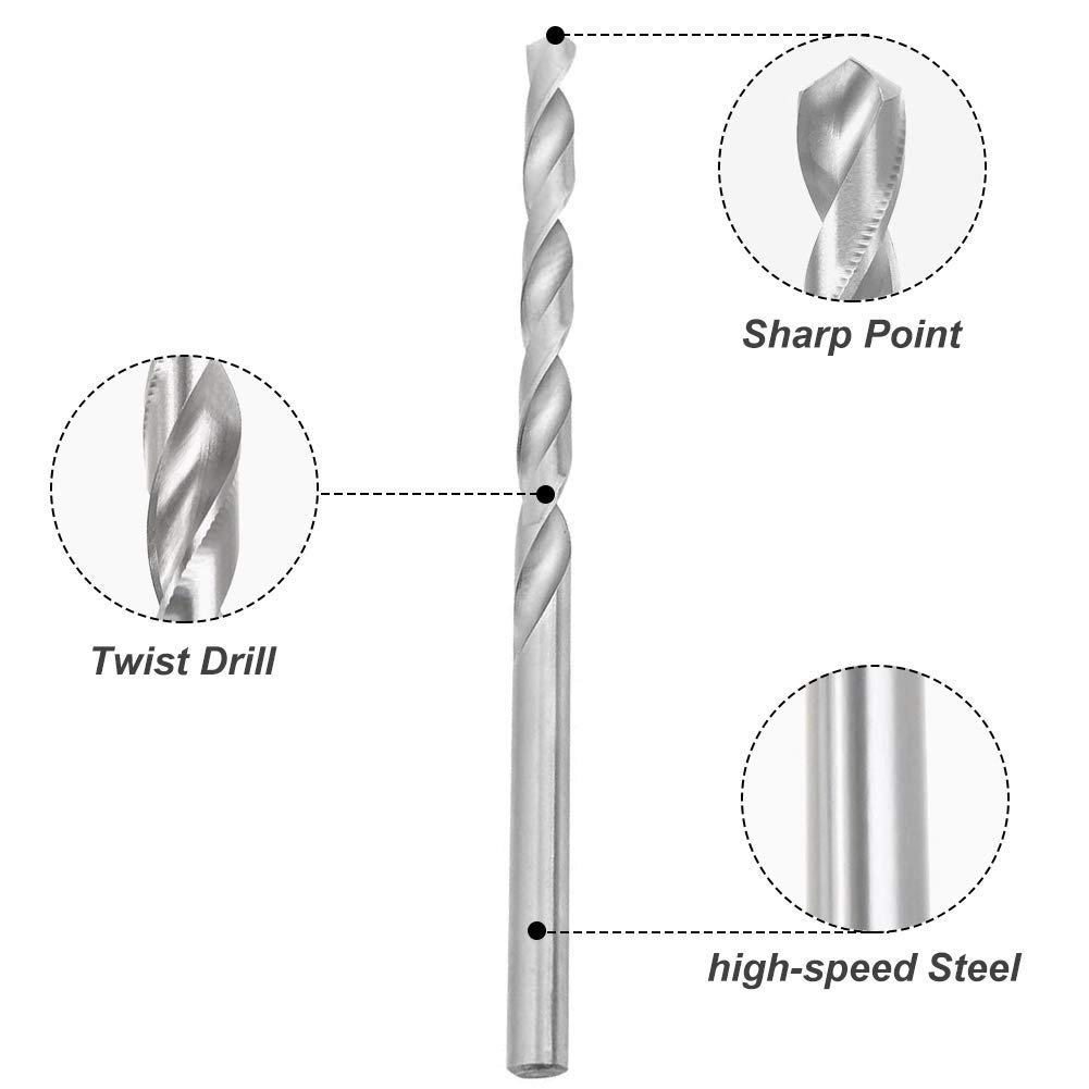 Utoolmart 10Pcs High Speed Steel Straight Shank Twist Drill Bits Set - 1.4mm Diameter Spiral Drill Bits for Metal, Wood, Plastic - Perfect for DIY Projects, Home Repair & Professional Use