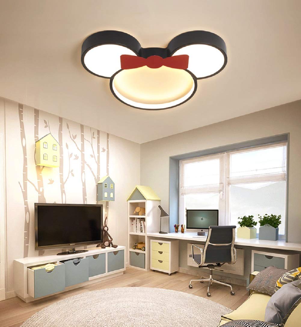 Dimmable LED Ceiling Light - Cute Cartoon Mouse Head Design, Modern Flush Mount Fixture for Girls Room, Kids Room & Nursery - Stepless Dimming, Energy Efficient - Perfect for Bedroom, Playroom & Children's Study Area
