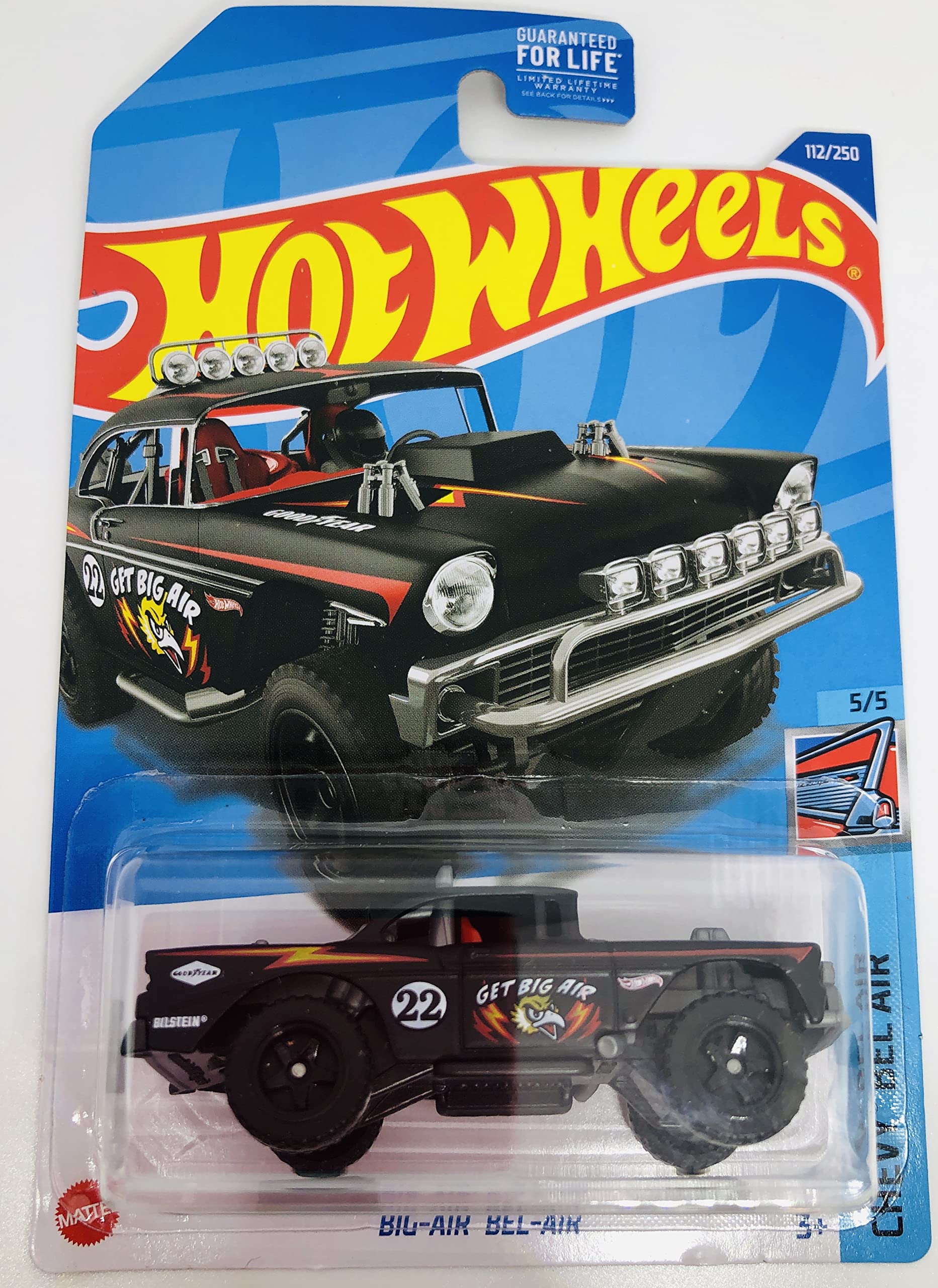 Hot Wheels 2022 Big-Air Bel-Air Diecast Car - Black Chevy Bel Air 1:64 Scale Collectible Toy - Perfect for Kids Gifts, Car Enthusiasts & Display Collections