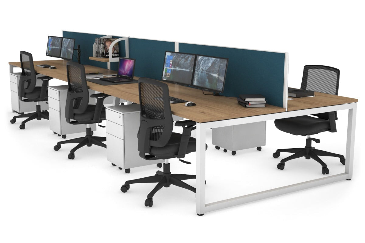 Quadro Loop Legs 6-Person Office Workstation Desk - 1600L x 800W with Cable Management Scallop - Ideal for Collaborative Workspaces & Open Office Environments